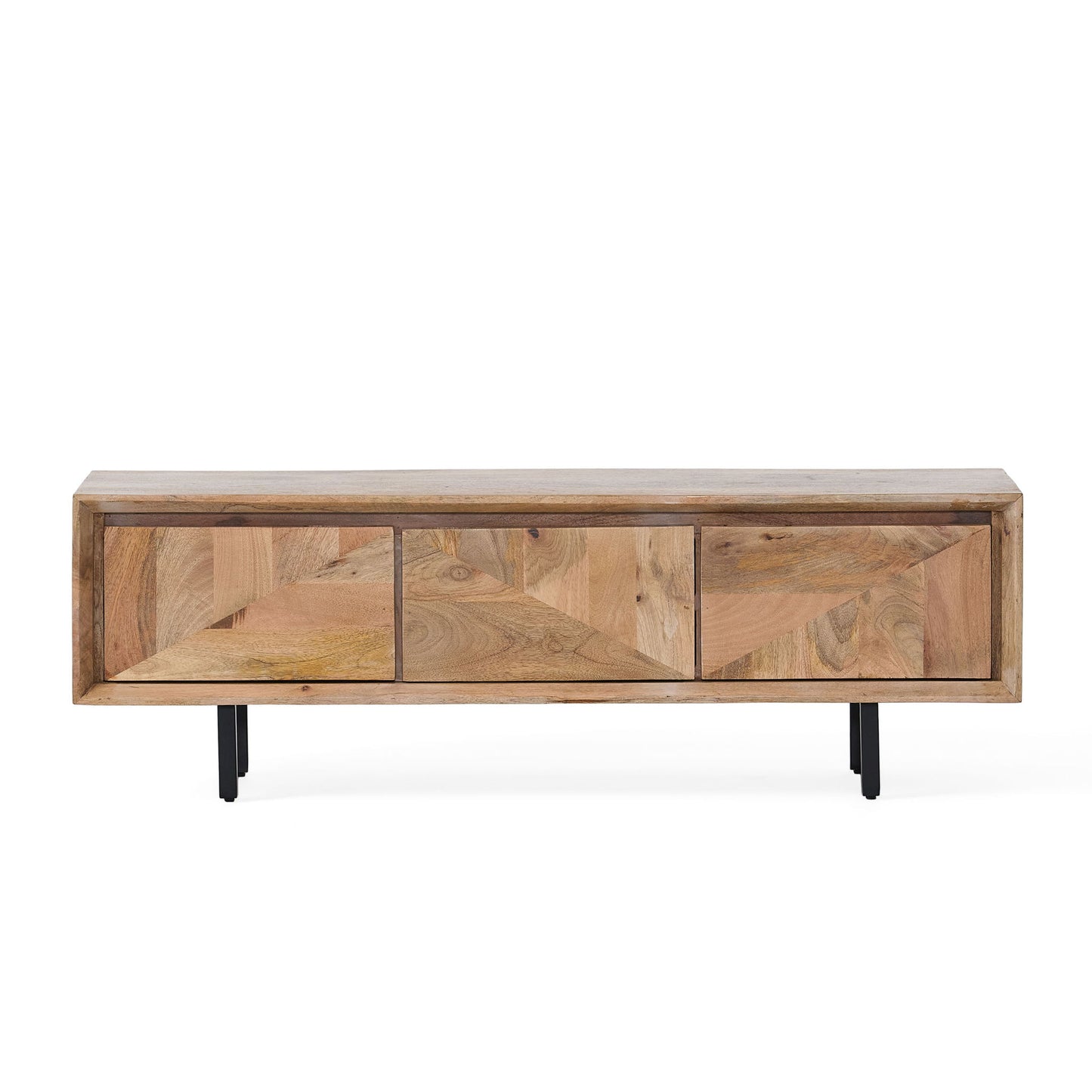 TV Stand With 3 Cabinets For TVs Up To 59" - Natural Noble House