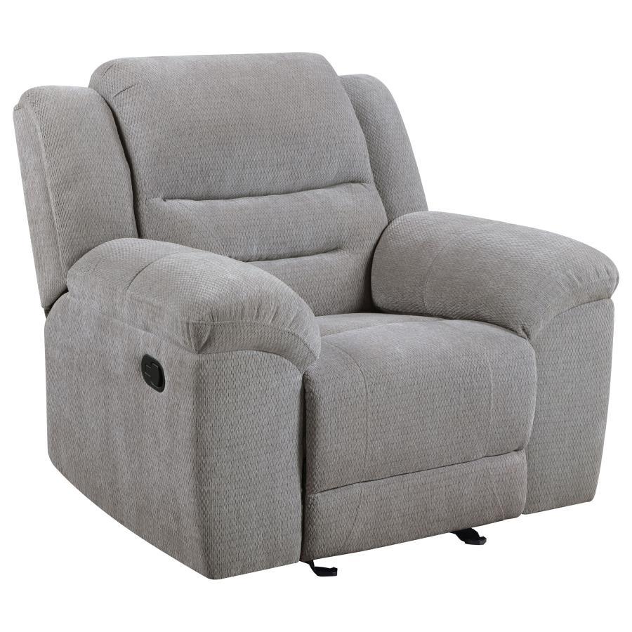 Gilson - Chenille Upholstered Reclining Glider Recliner - Gray Coaster Fine Furniture