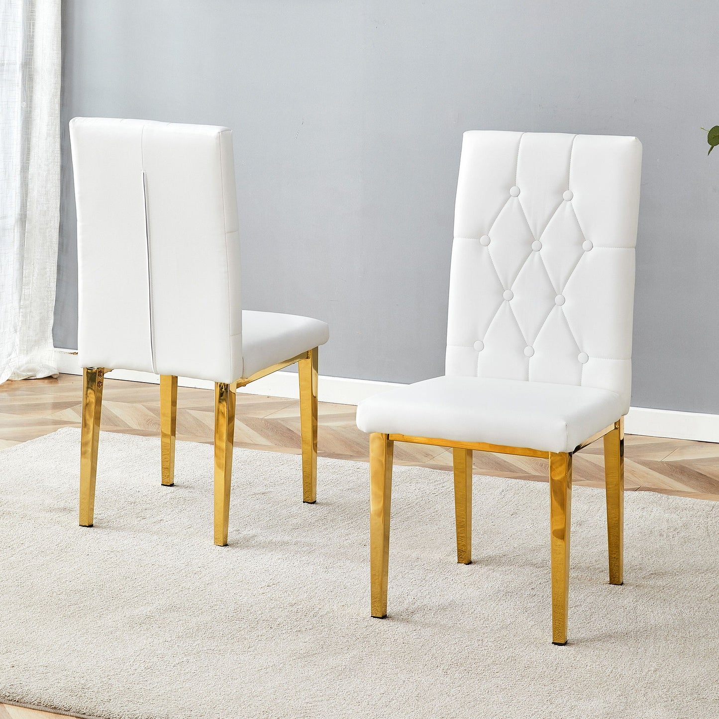 Vintage Style Armless Dining Chairs Set With Grid And Buckle Design Home Essentials