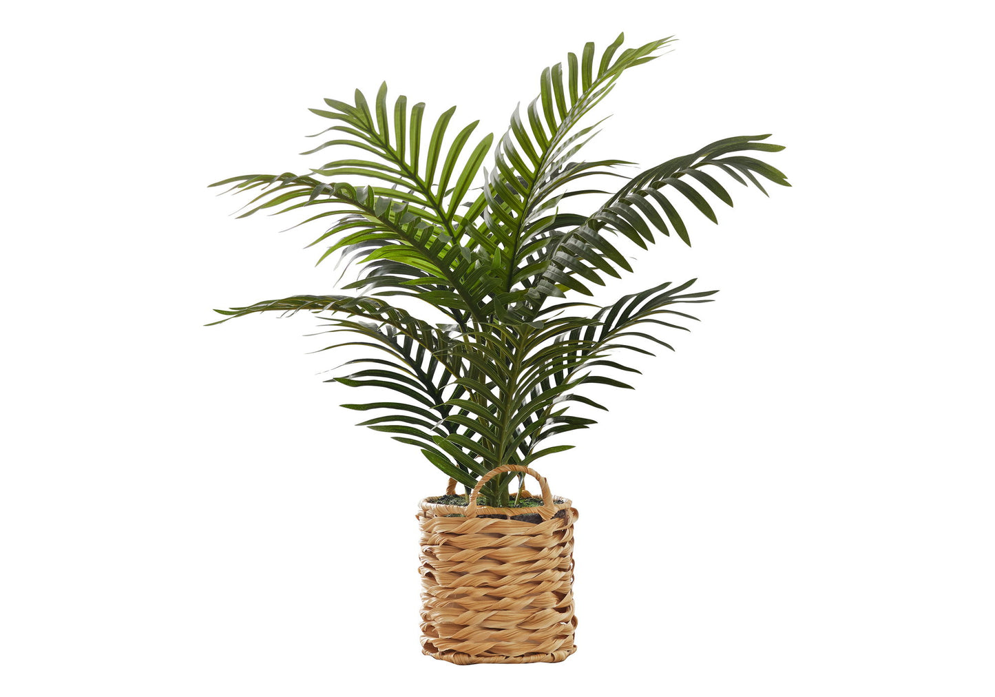 24" Tall, Artificial Plant, Palm, Indoor, Faux, Fake, Table, Floor, Greenery, Potted, Real Touch, Decorative - Green / Beige 8th Street