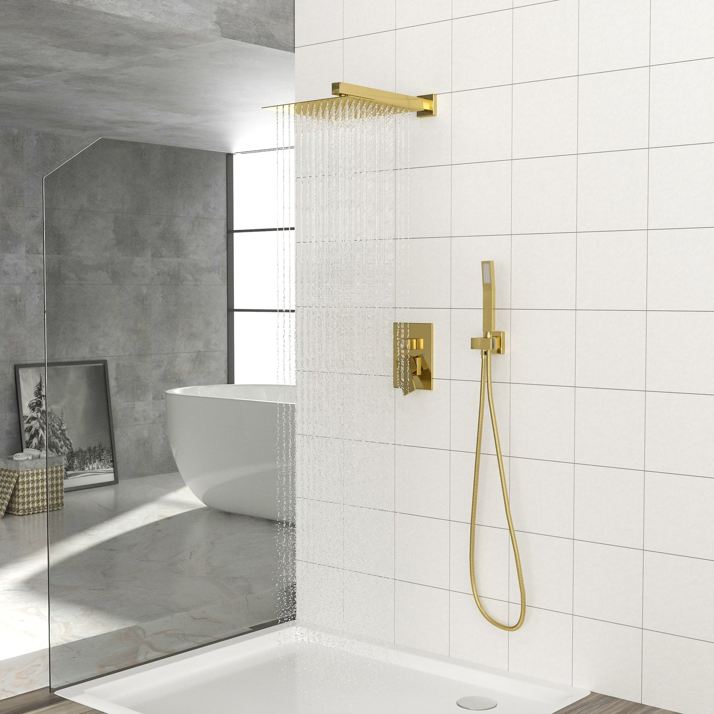 Dual Shower Head 10" Wall Mounted Square Shower System Daily Nest