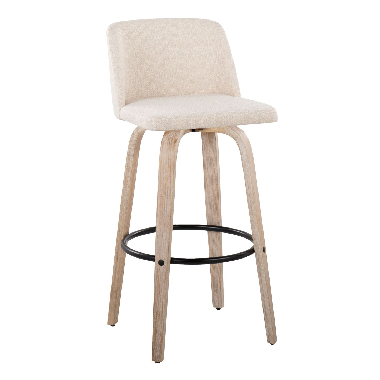 Toriano - Mid-Century Modern Fixed Height BarStool With Round Footrest (Set of 2) Lumi Source