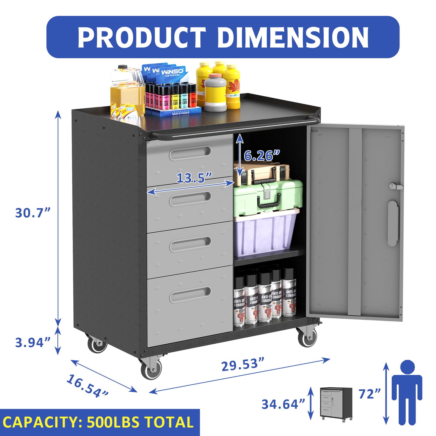 Sturdy Metal Tool Storage Cabinet With Wheels Durable Garage, Office & Home Organizer Steel Daily Nest