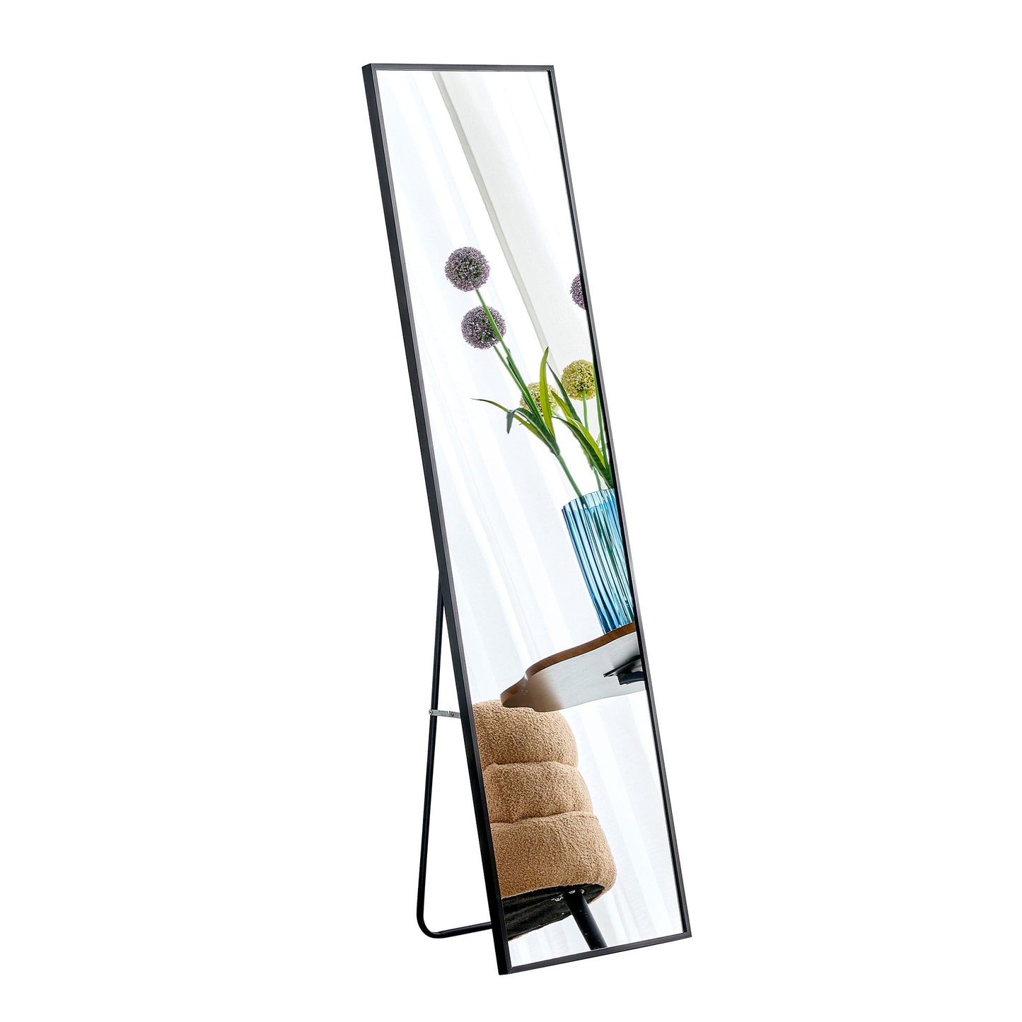 Aluminum Frame Minimalist Mirror, Bathroom Bedroom Wall Mirror, Elevating Contemporary Interiors, Can Be Wall Mounted Or Opened As A Standing Mirror - Black Daily Nest
