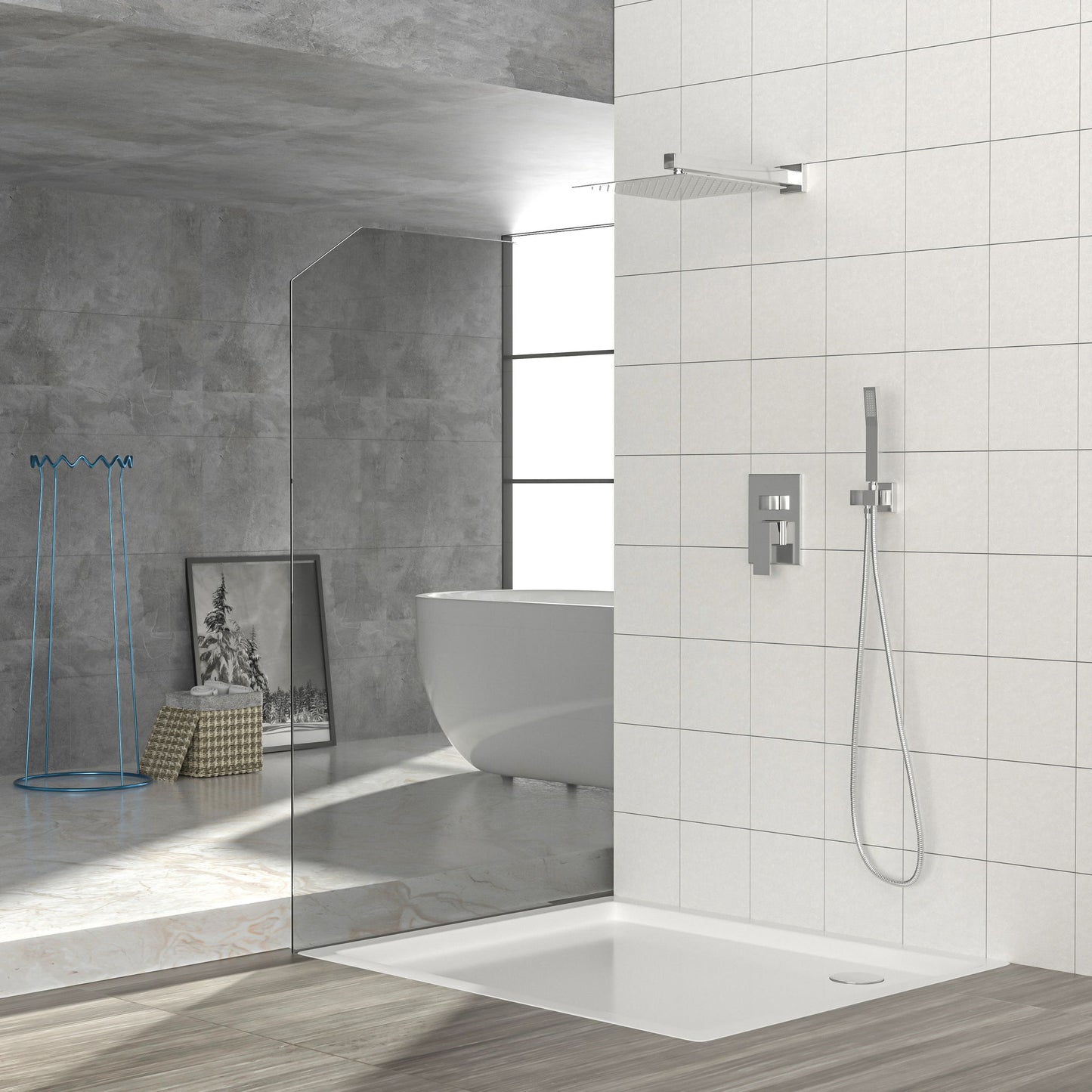 Dual Shower Head System With 12" Square Rain Shower And Rough In Valve Daily Nest