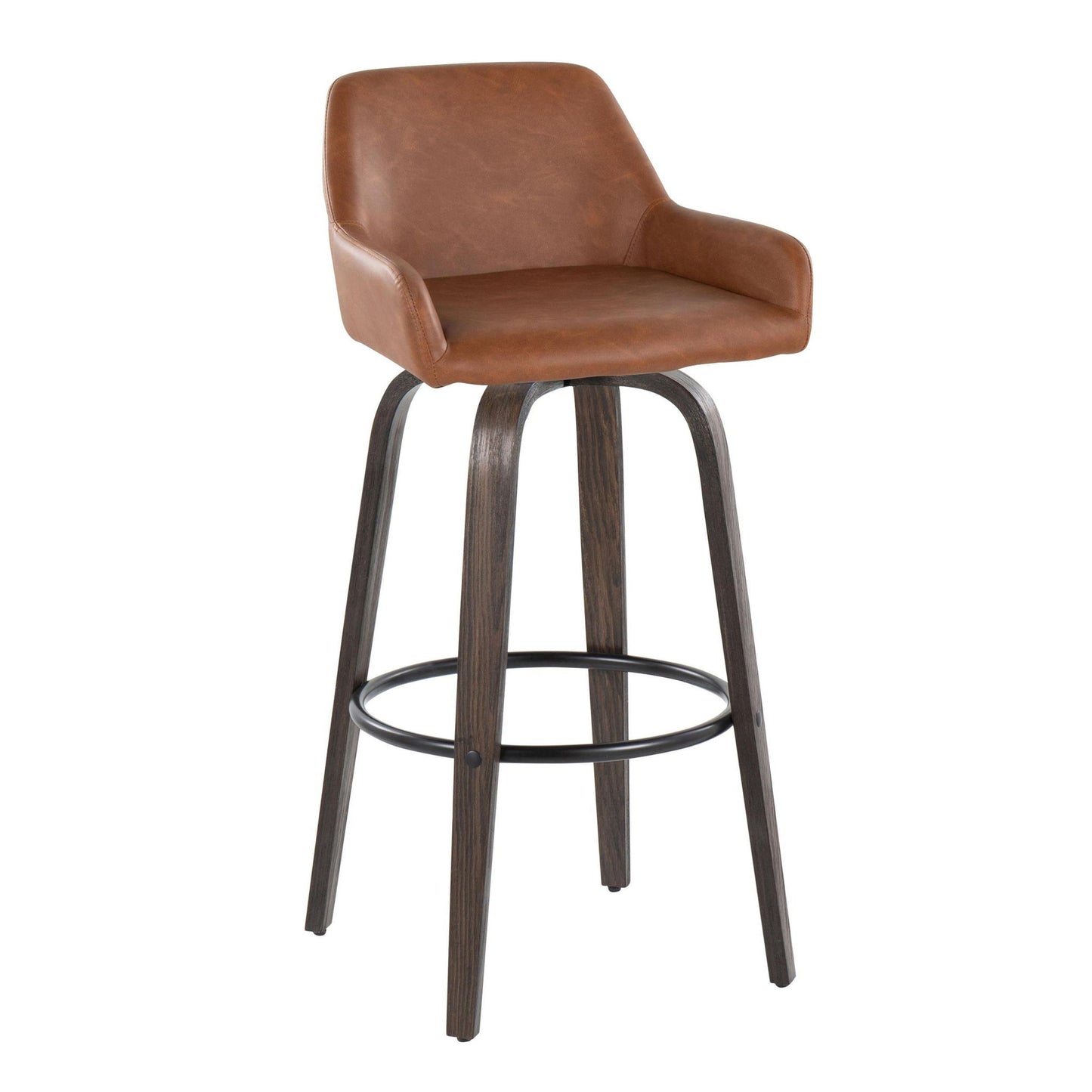 Daniella - Contemporary Fixed Height, Barstool With Swivel With Round Footrest (Set of 2) Lumi Source