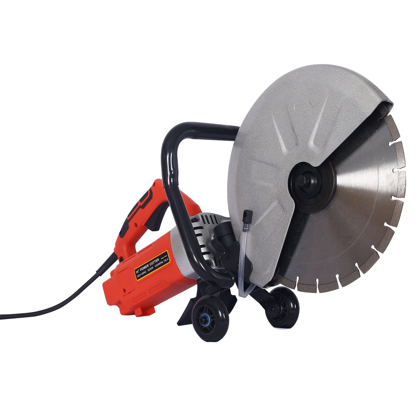 Electric 14" Cut Off Saw Wet / Dry Concrete Saw Cutter With Guide Roller And Water Line Attachment, 3000W - Black / Silver Daily Nest