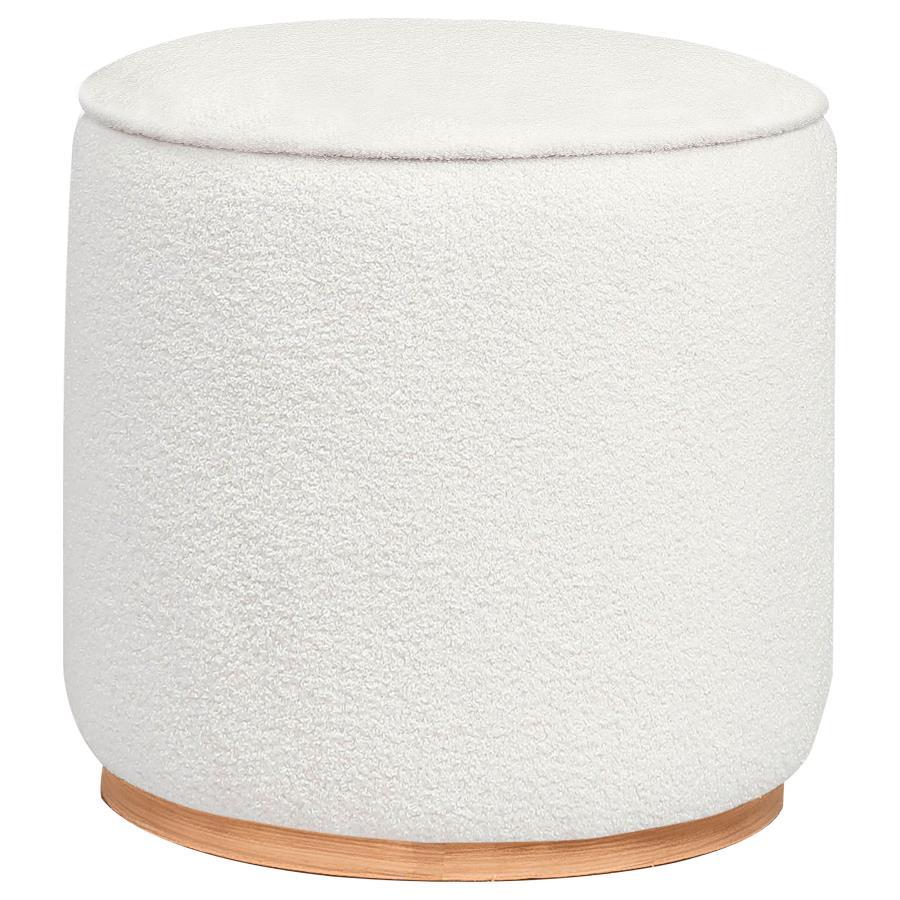 Zena - Faux Sheepskin Upholstered Round Ottoman Coaster Fine Furniture