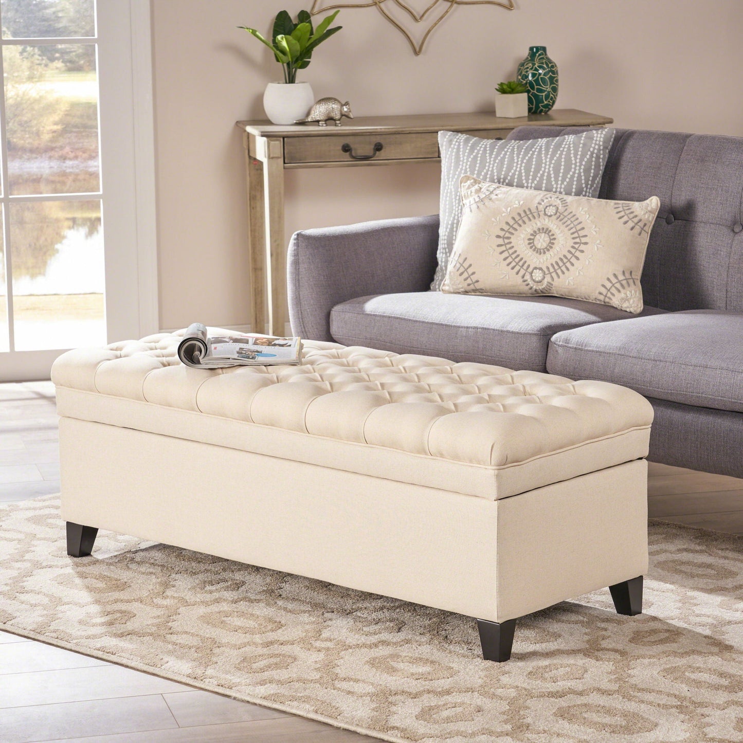 Juliana - Storage Ottoman With Birch Legs Noble House