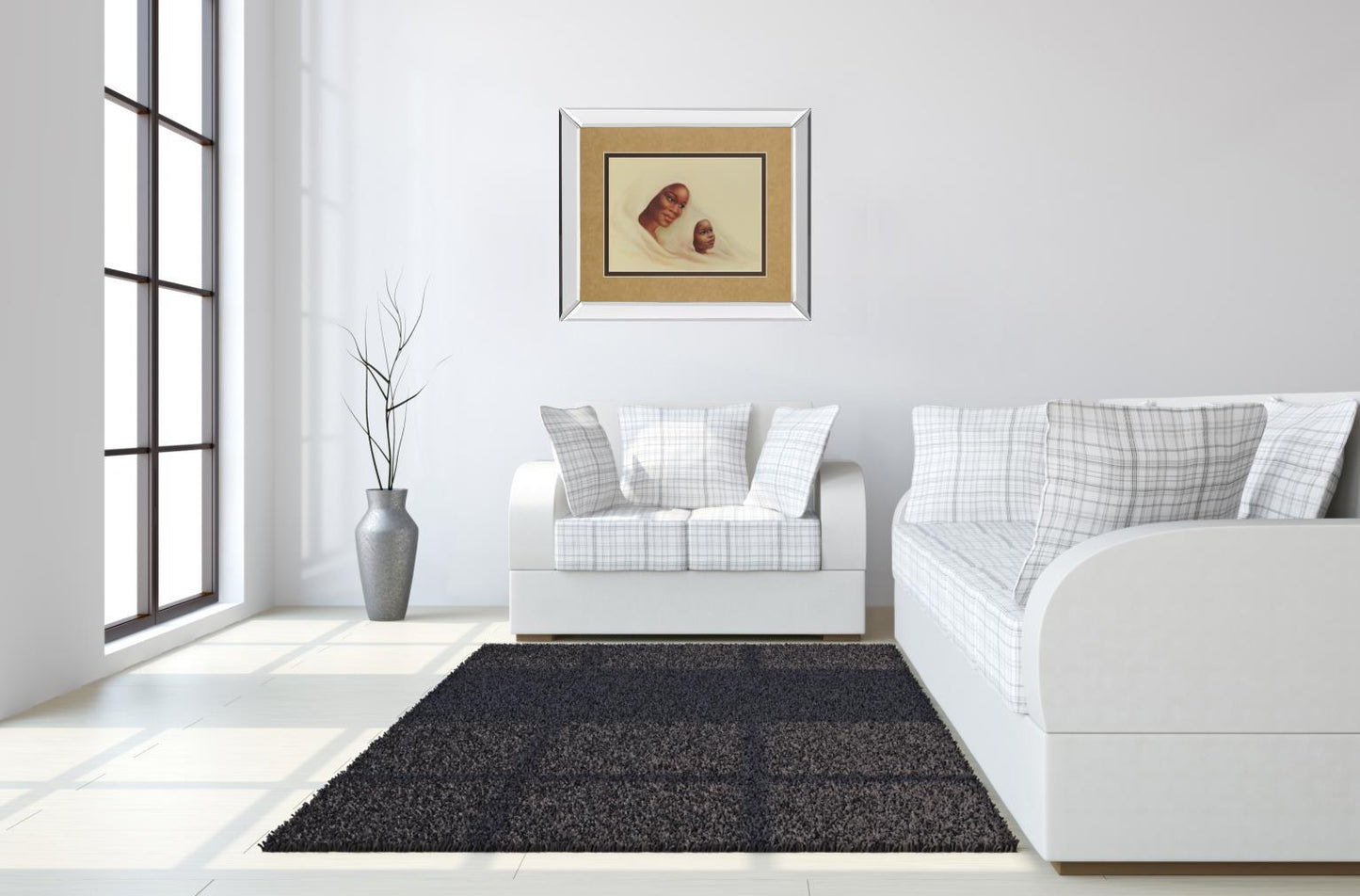 Two Generations - Mirror Framed Print Wall Art - Dark Brown Classy Art