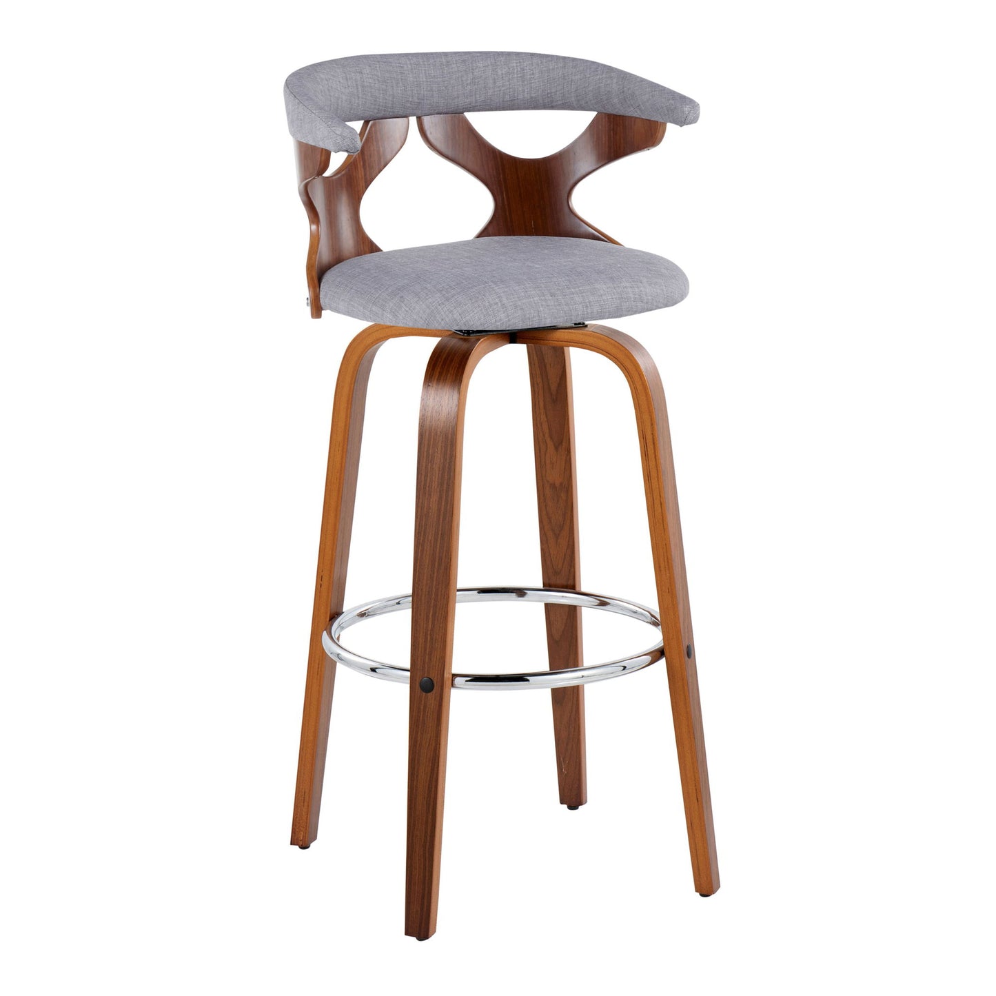 Gardenia - Mid Century Modern Fixed Height Barstool With Swivel With Round Footrest (Set of 2) Lumi Source