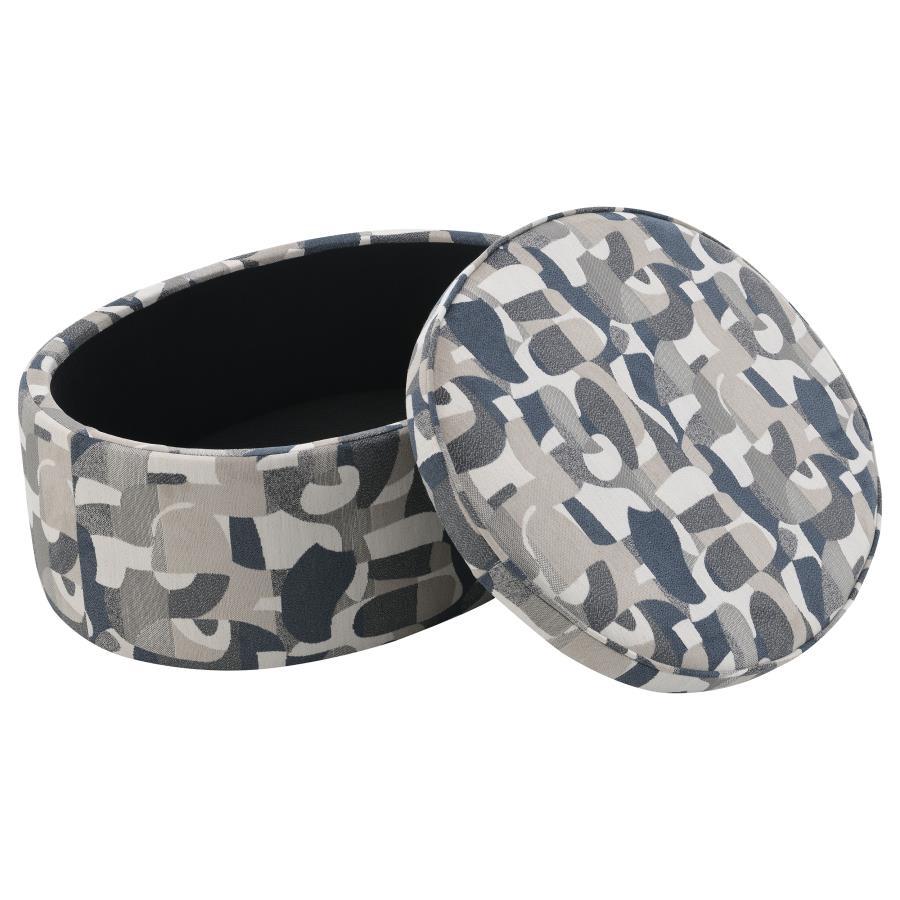 Tomkins - Oval Upholstered Storage Ottoman - Indigo Blue Coaster Fine Furniture