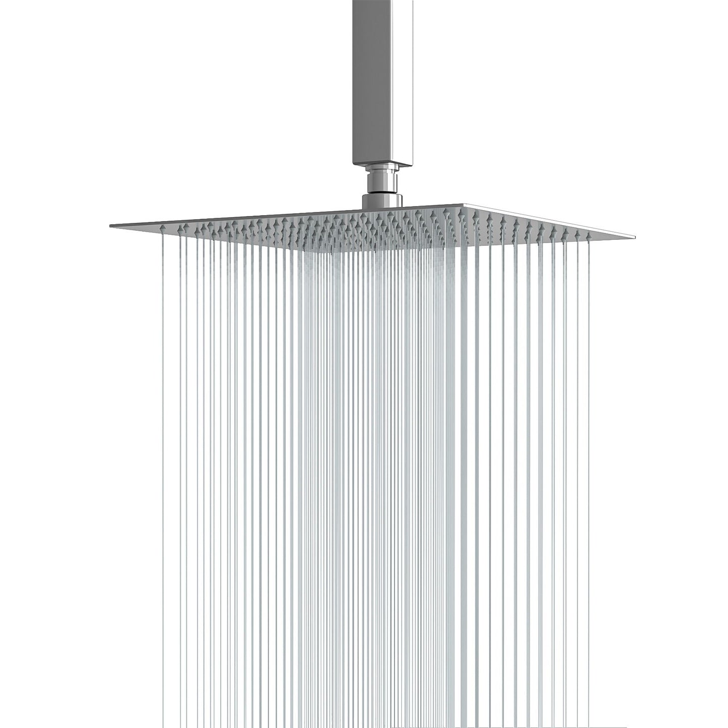 16" Square Rainfall Shower Head Fixed Wall Mount With Full Body Coverage & Self Cleaning Silicone Nozzles Daily Nest