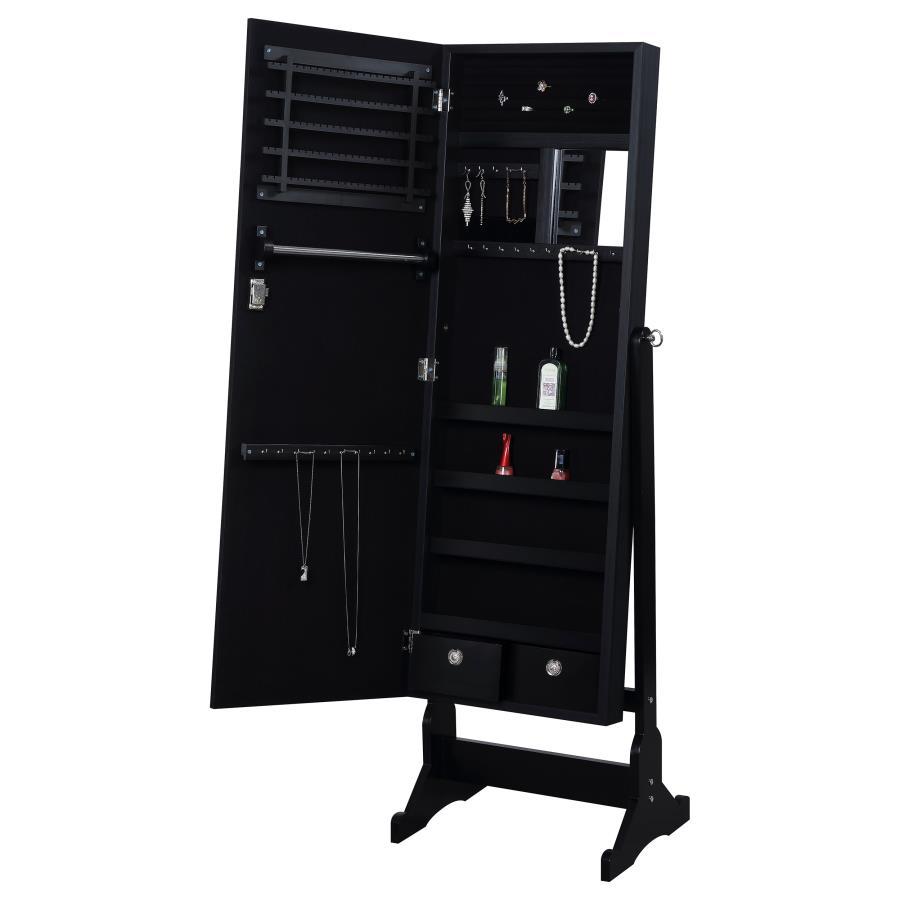 Tutuola - Cheval Mirror With Jewelry Storage - Black CoasterEveryday