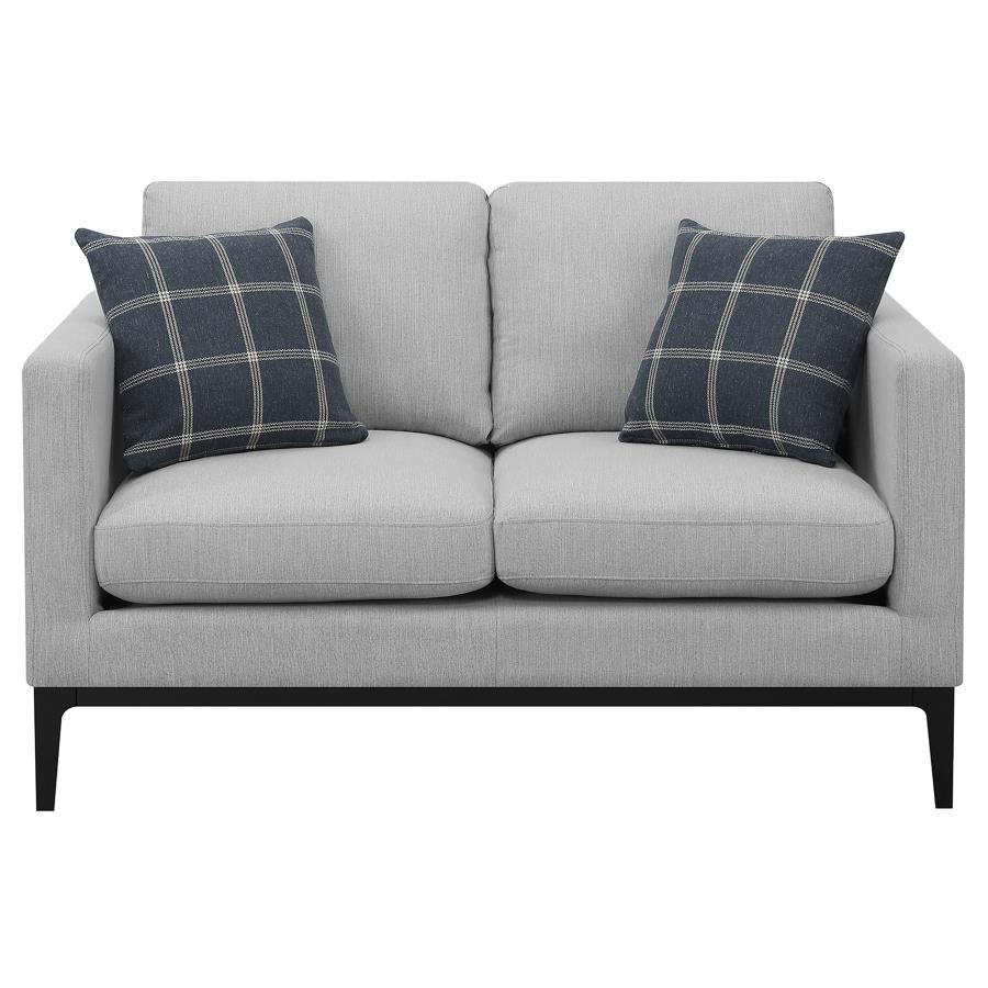 Apperson - Upholstered Track Arm Loveseat - Light Gray CoasterElevations