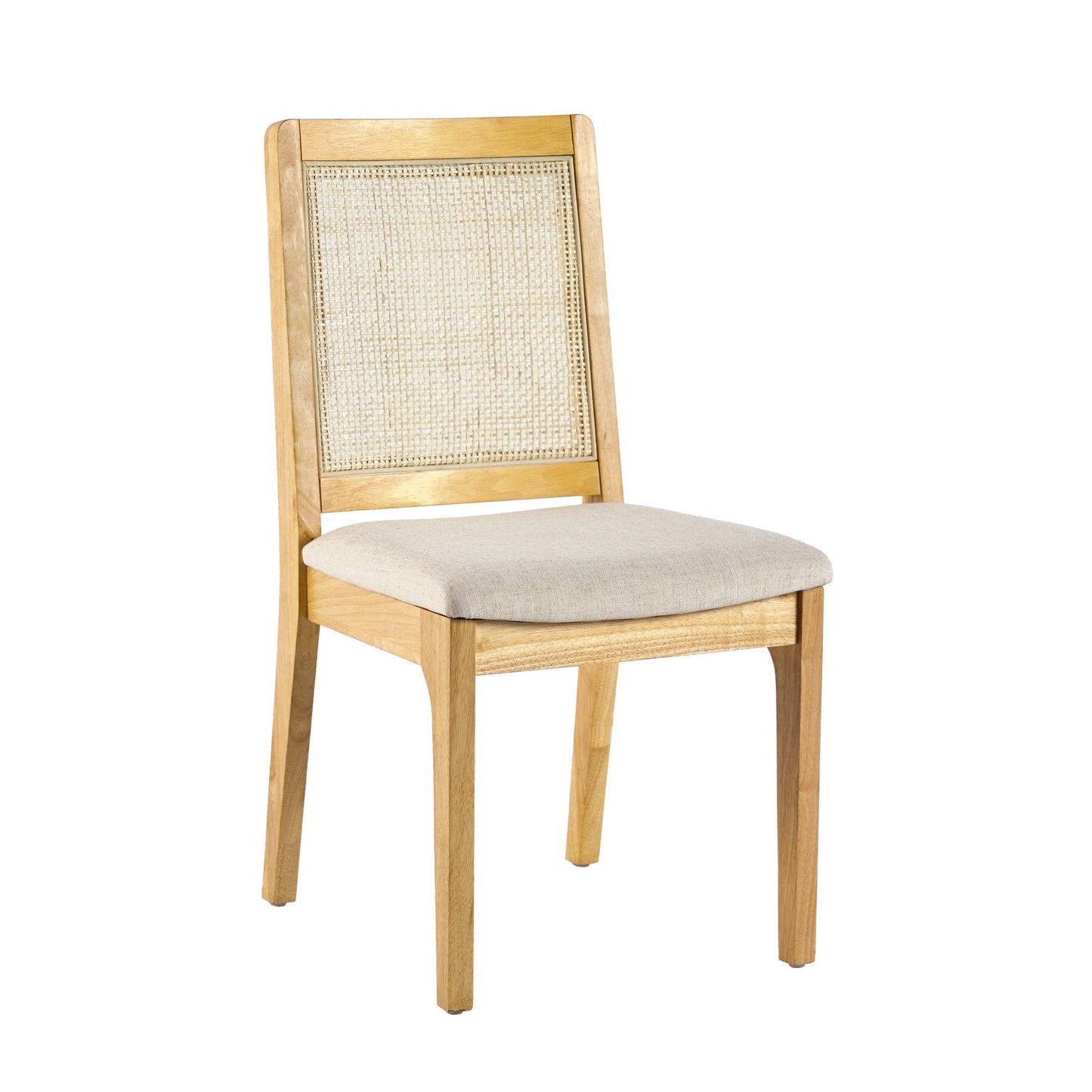Modern Solid Wood Dining Chair With Rattan Inset Back (Set of 2) Walker Edison