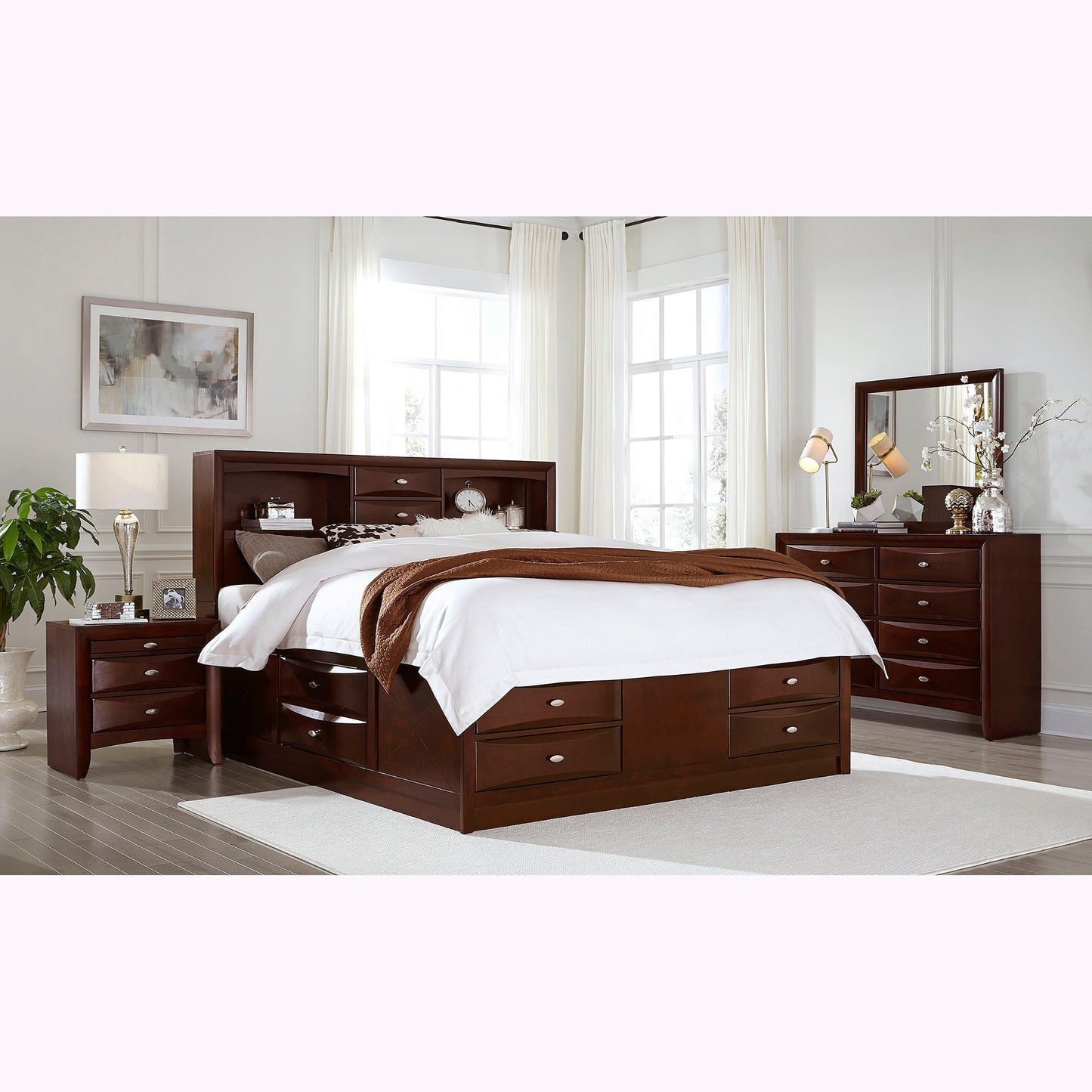 Lucille - Bed With Storage And Bookcase Headboard Global Furniture USA