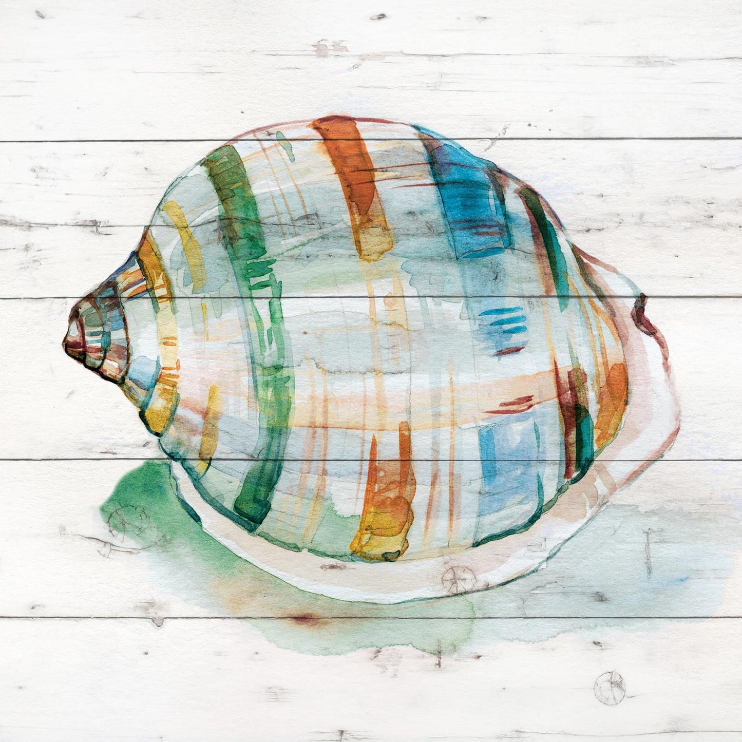 Tye Dyed Shell I By Carol Robinson - Silver - Pearl Silver Classy Art