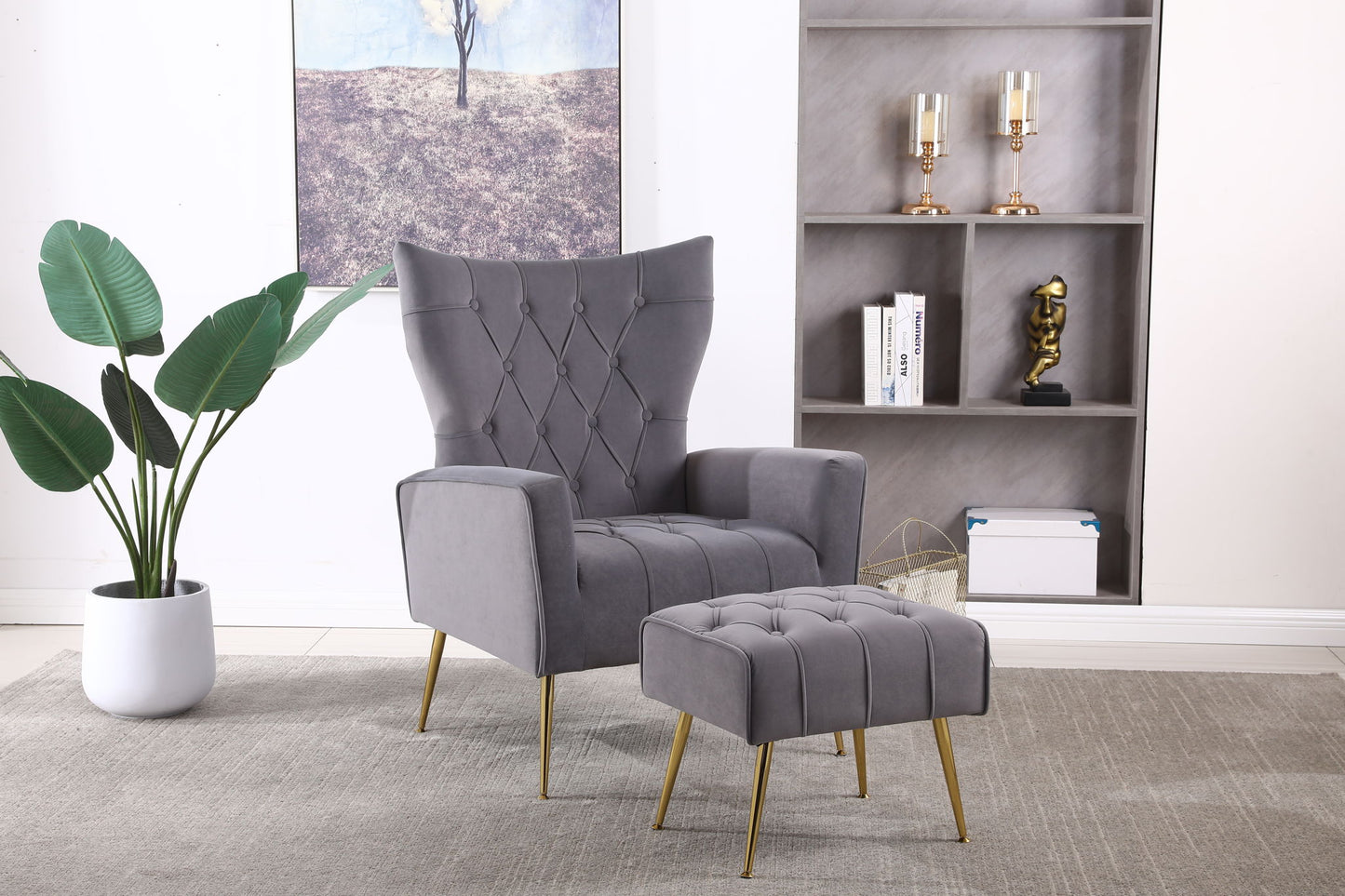Modern Accent Chair With Ottoman, Comfy Armchair For Living Room - Snoozhouse