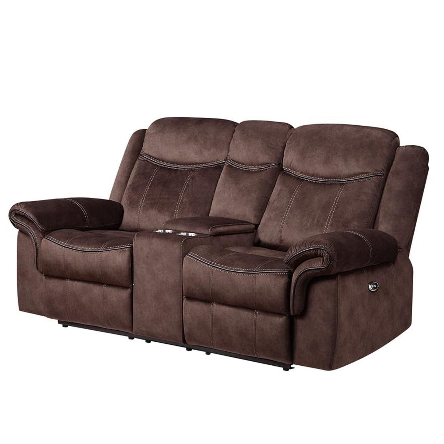 Jimny - Domino Power Console Reclining Loveseats With Power Switch Global Furniture USA