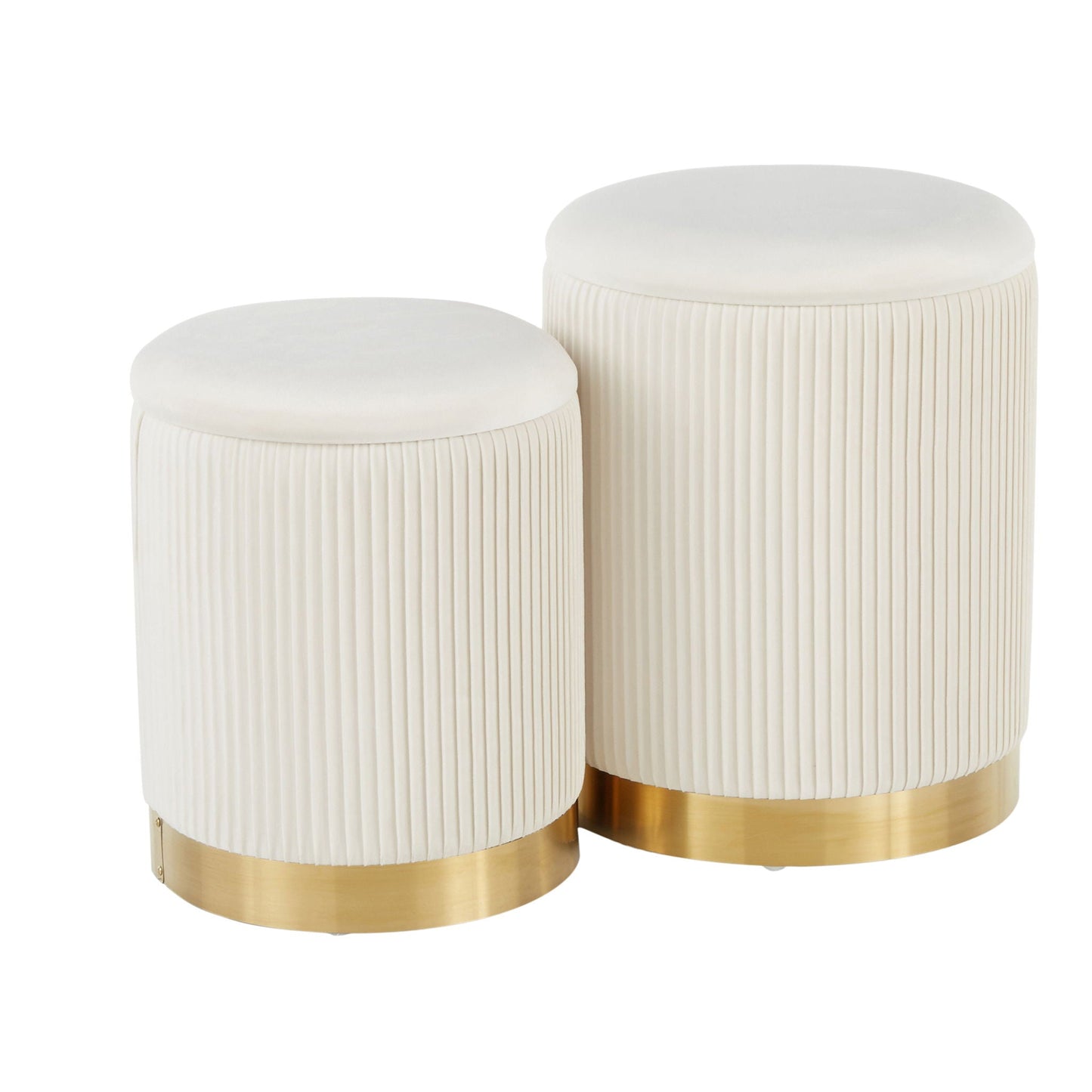 Marla - Contemporary Nesting Pleated Ottoman Set Lumi Source