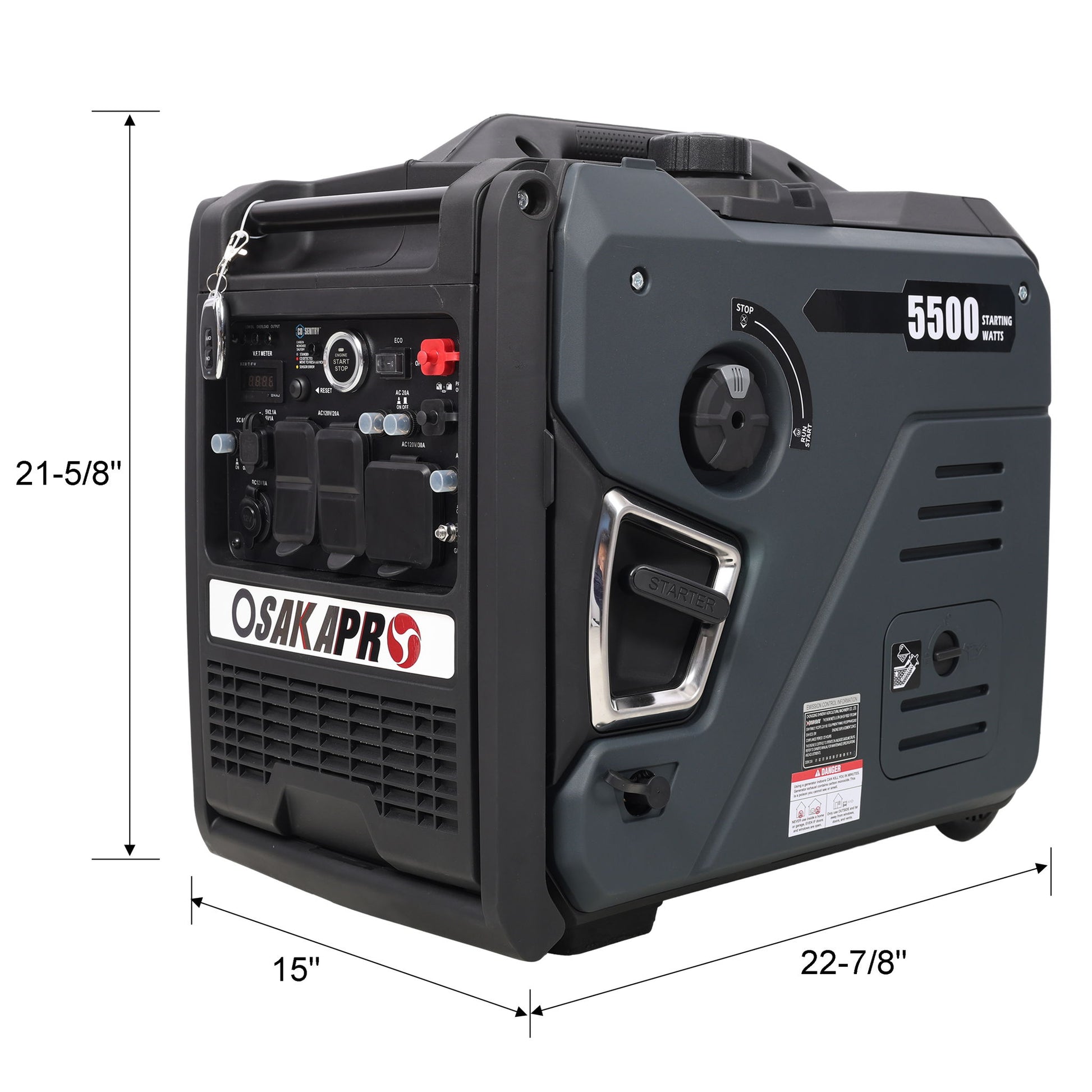 Super Quiet Inverter Generator 5.5Kw Portable Dual Fuel Electric & Remote Start Aluminium Daily Nest