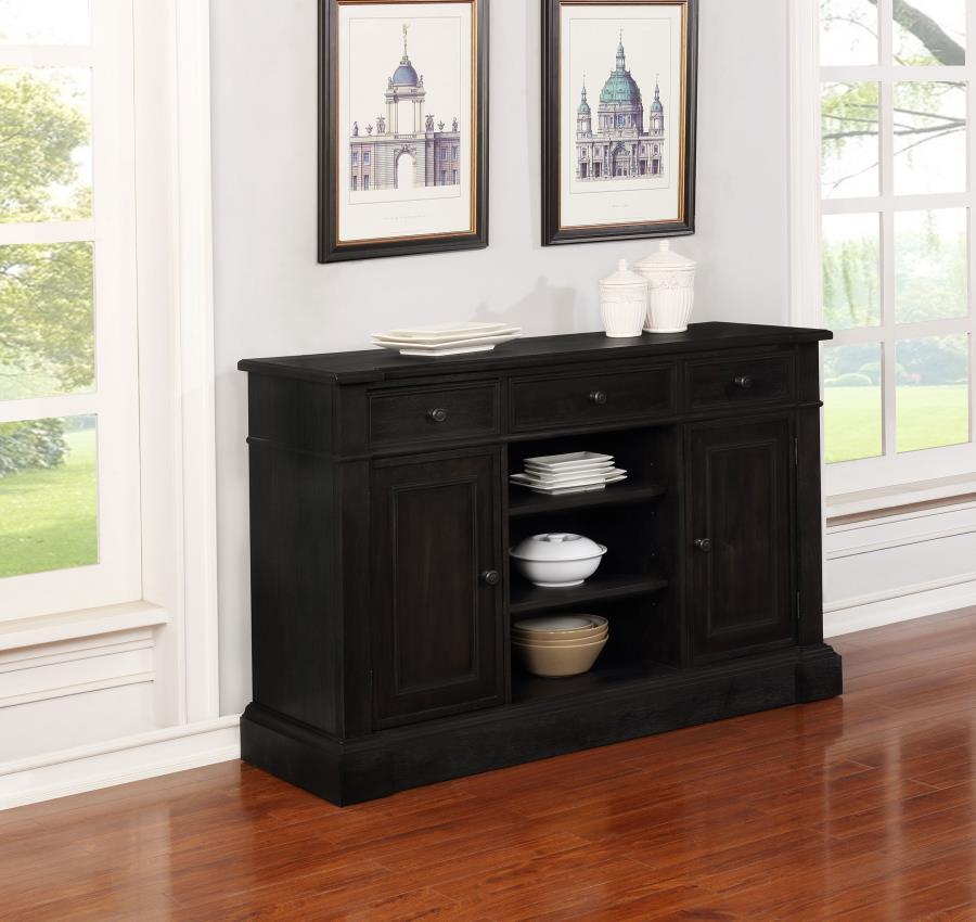 Phelps - 2 Door Sideboard Buffet Cabinet - Distressed Noir CoasterEssence