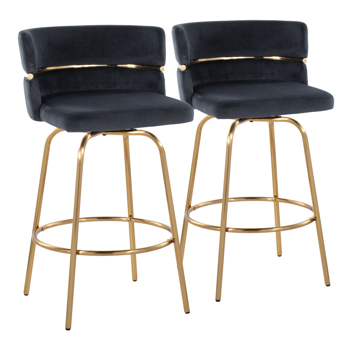 Cinch - Glam / Art Deco Fixed Height Counter Stool With Swivel With Round Footrest (Set of 2) Lumi Source