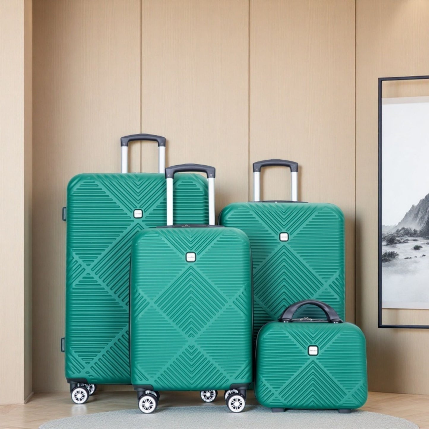4 Piece Lightweight Suitcase, Makeup Box, Aircraft Wheels Daily Nest