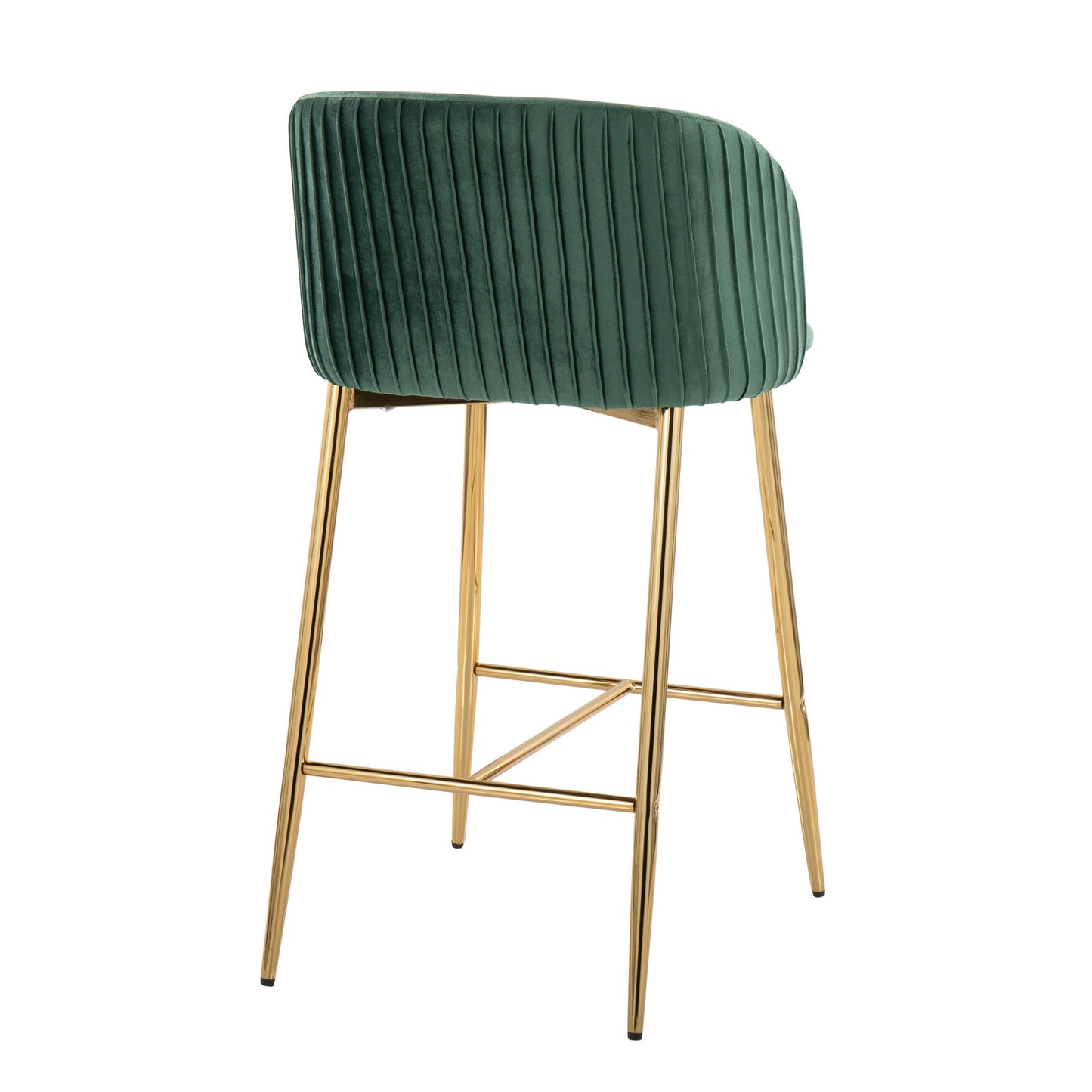 Fran - Pleated Contemporary / Glam Fixed Height Counter Stool (Set of 2) Lumi Source