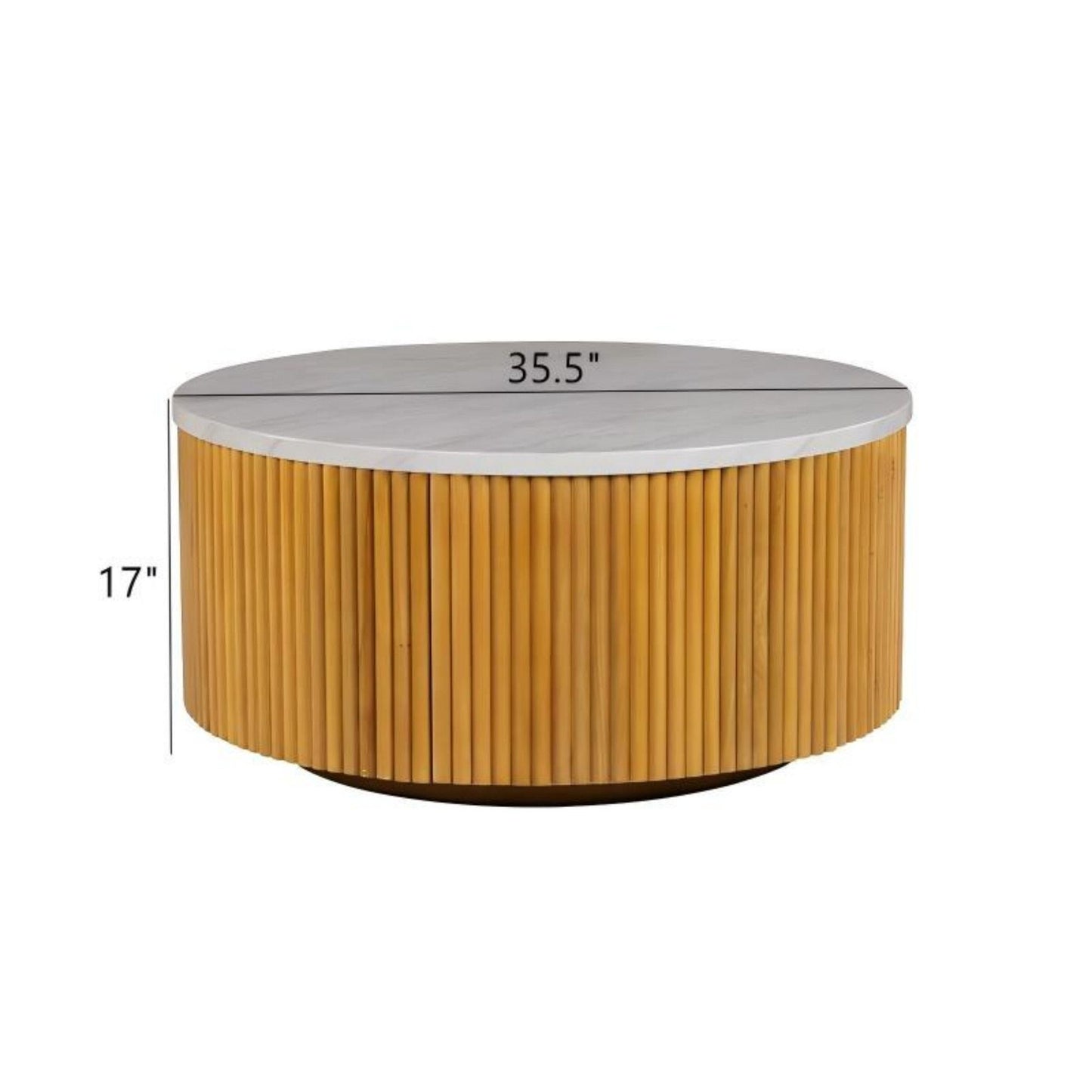 Round Coffee Table With Storage - Natural / White JLA