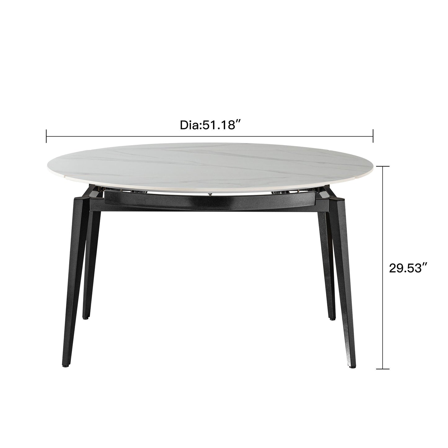 Modern Extendable Round Dining Table With Sintered Stone Top - White / Black Home Essentials