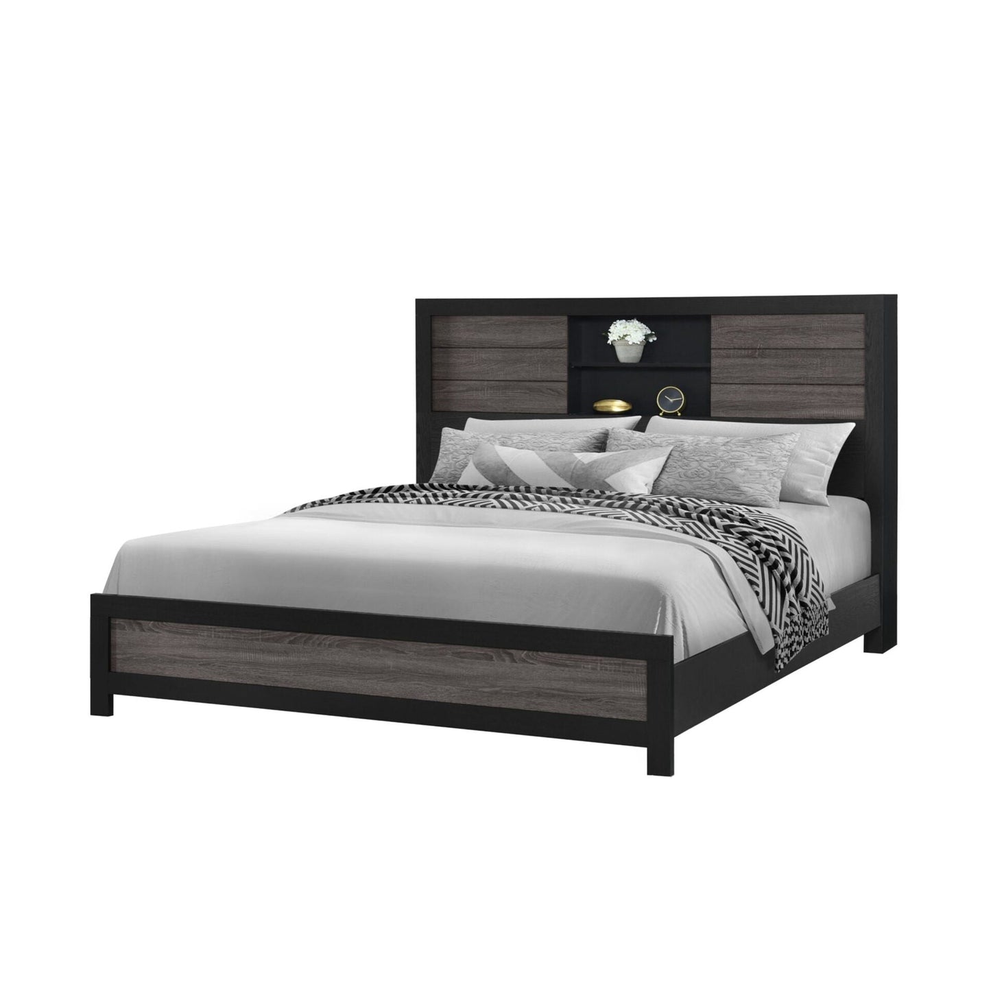 Soluto - Bed With Bookcase Headboard Global Furniture USA