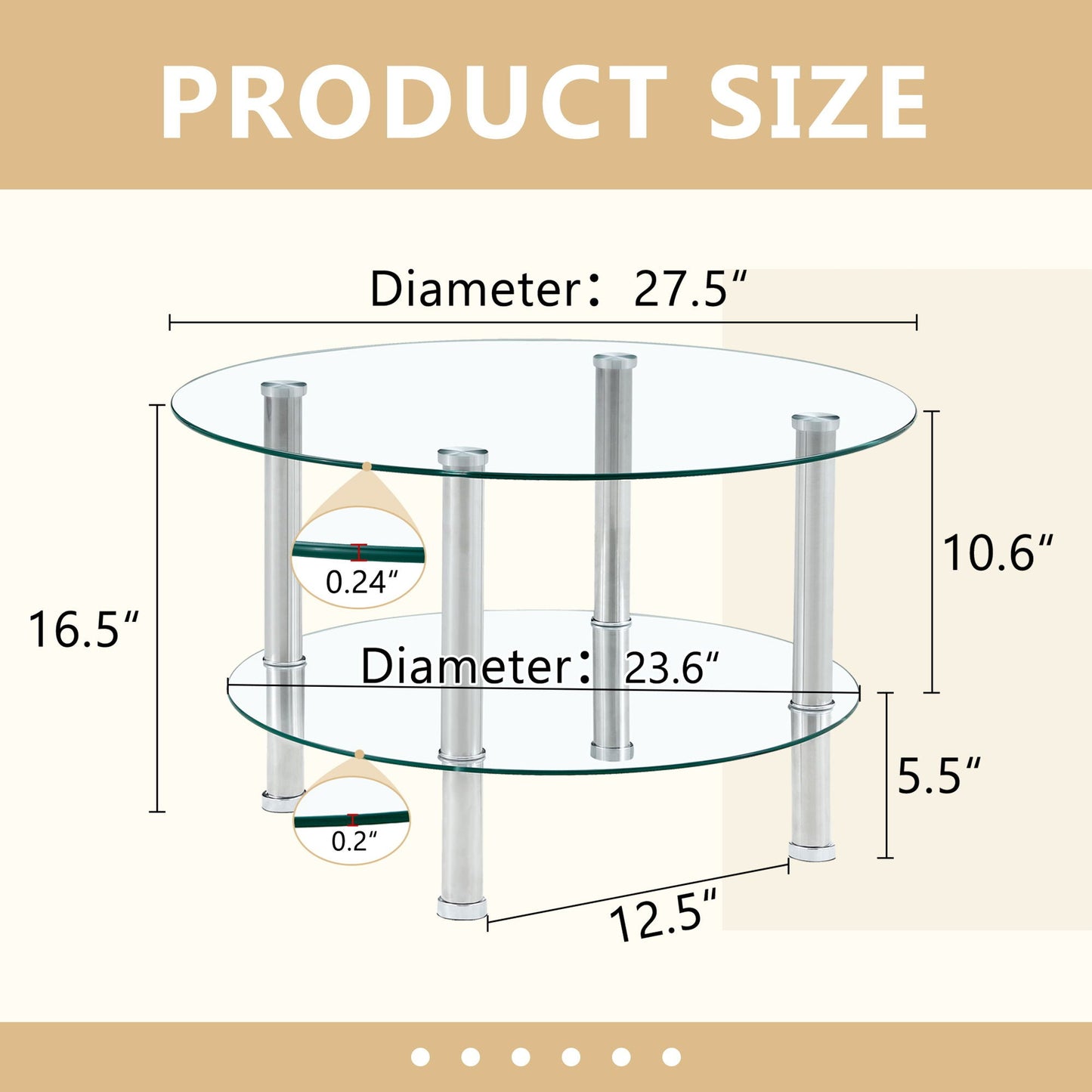 Contemporary Minimalist Double Layer Tempered Glass Coffee Table Home Essentials