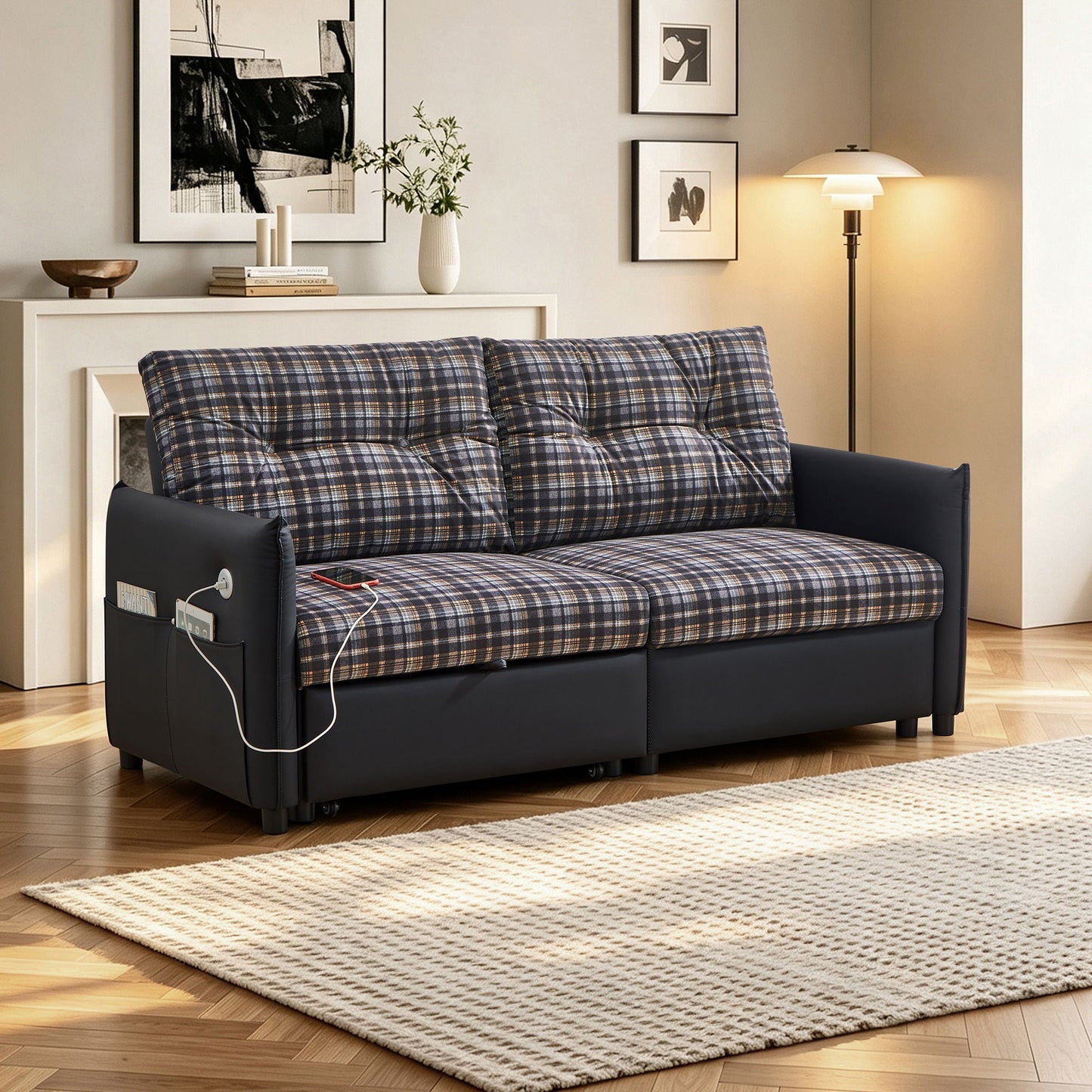 Sleeper Sofa, Expandable Sectional With Ottoman For Living Room Home Essentials