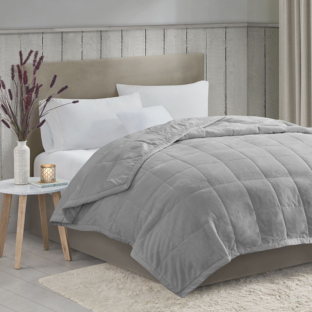 Coleman Reversible Down Alternative Blanket With HeiQ Smart Temp Treatment - Gray Madison Park