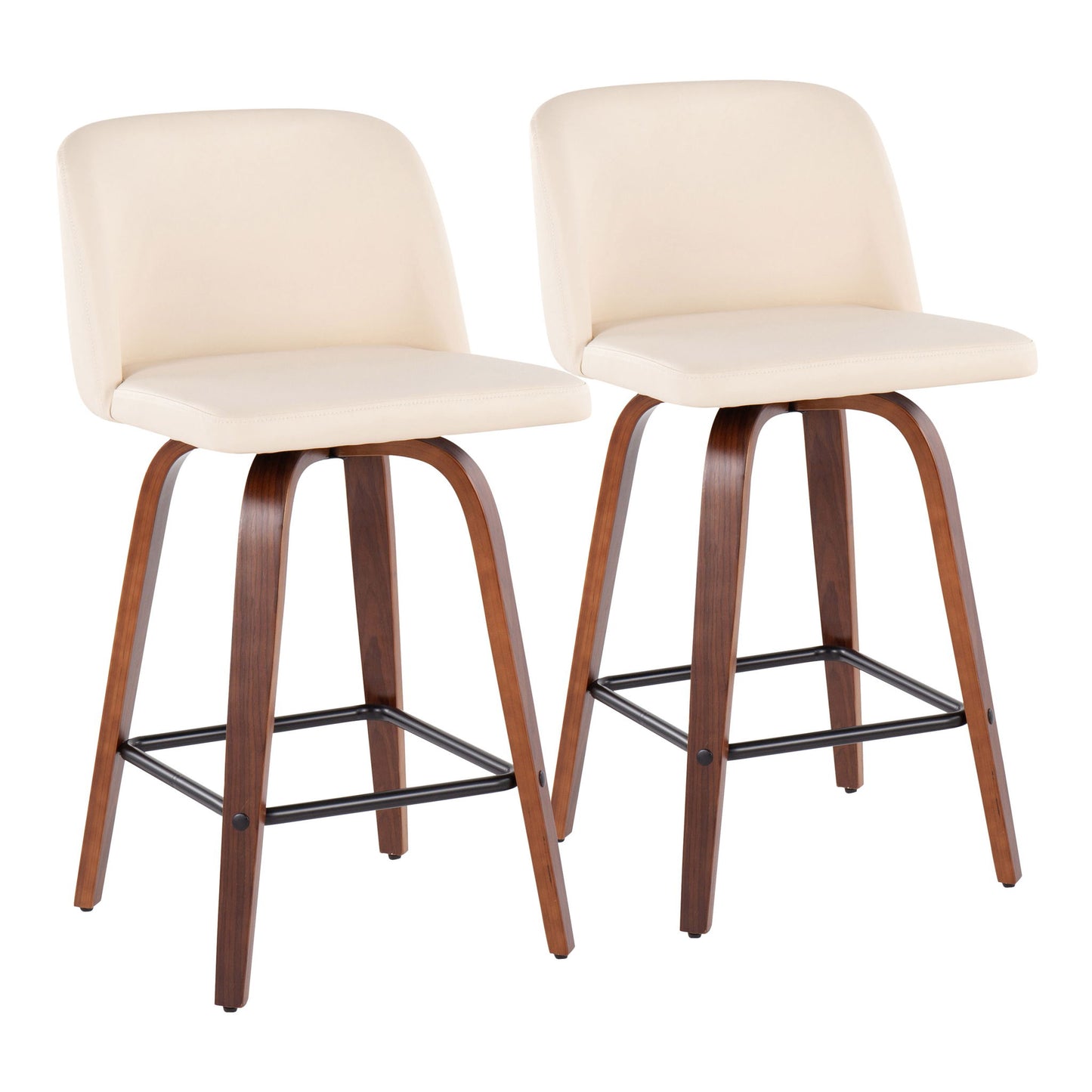 Toriano - Mid Century Modern Fixed Height Counter Stool & Square Footrest (Set of 2) Lumi Source