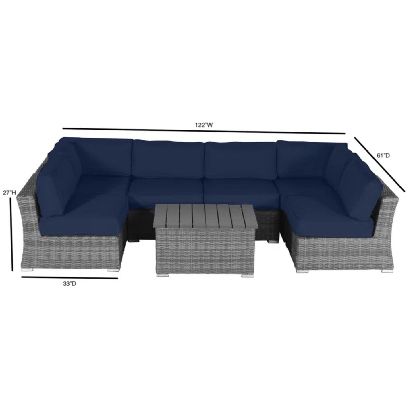 Wicker Sectional Sofa With Cushions And Table LSI Patio Furniture