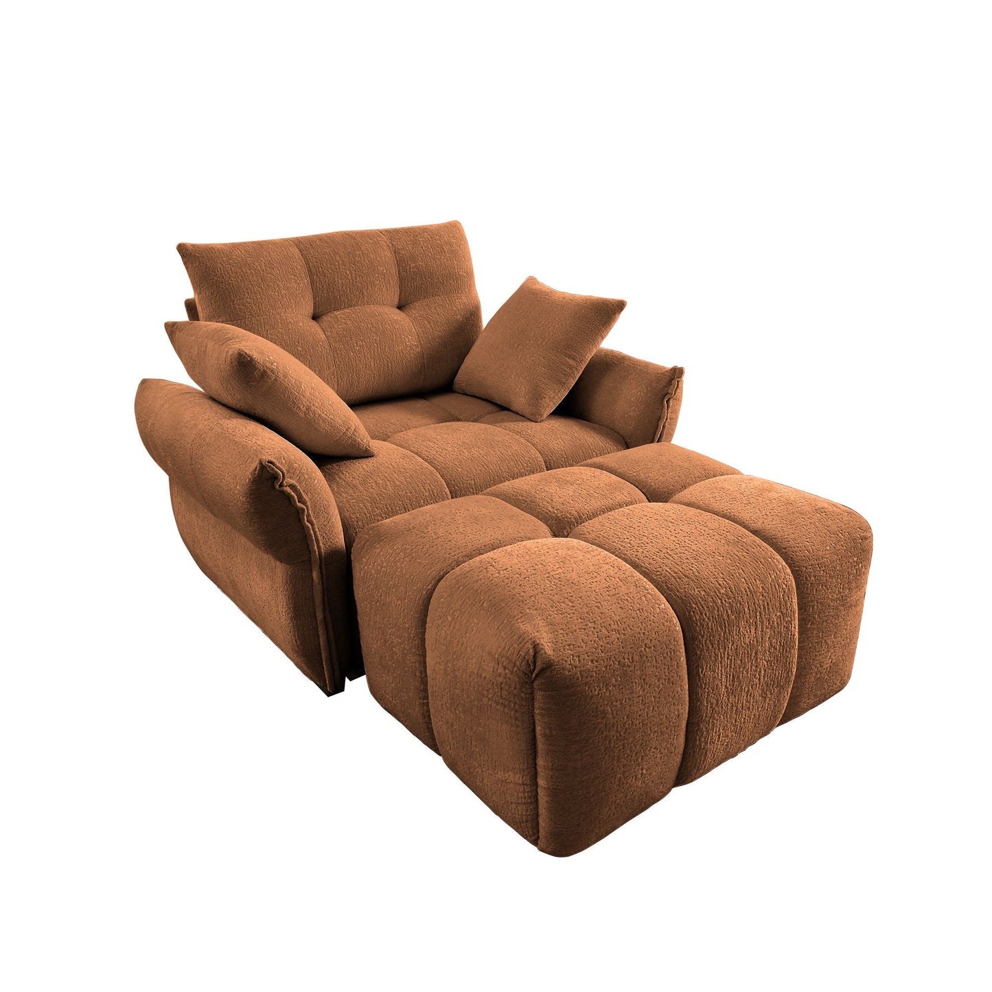 Ergonomic Single Seater Sofa With Ottoman, High Resilience Support Cushions Home Essentials