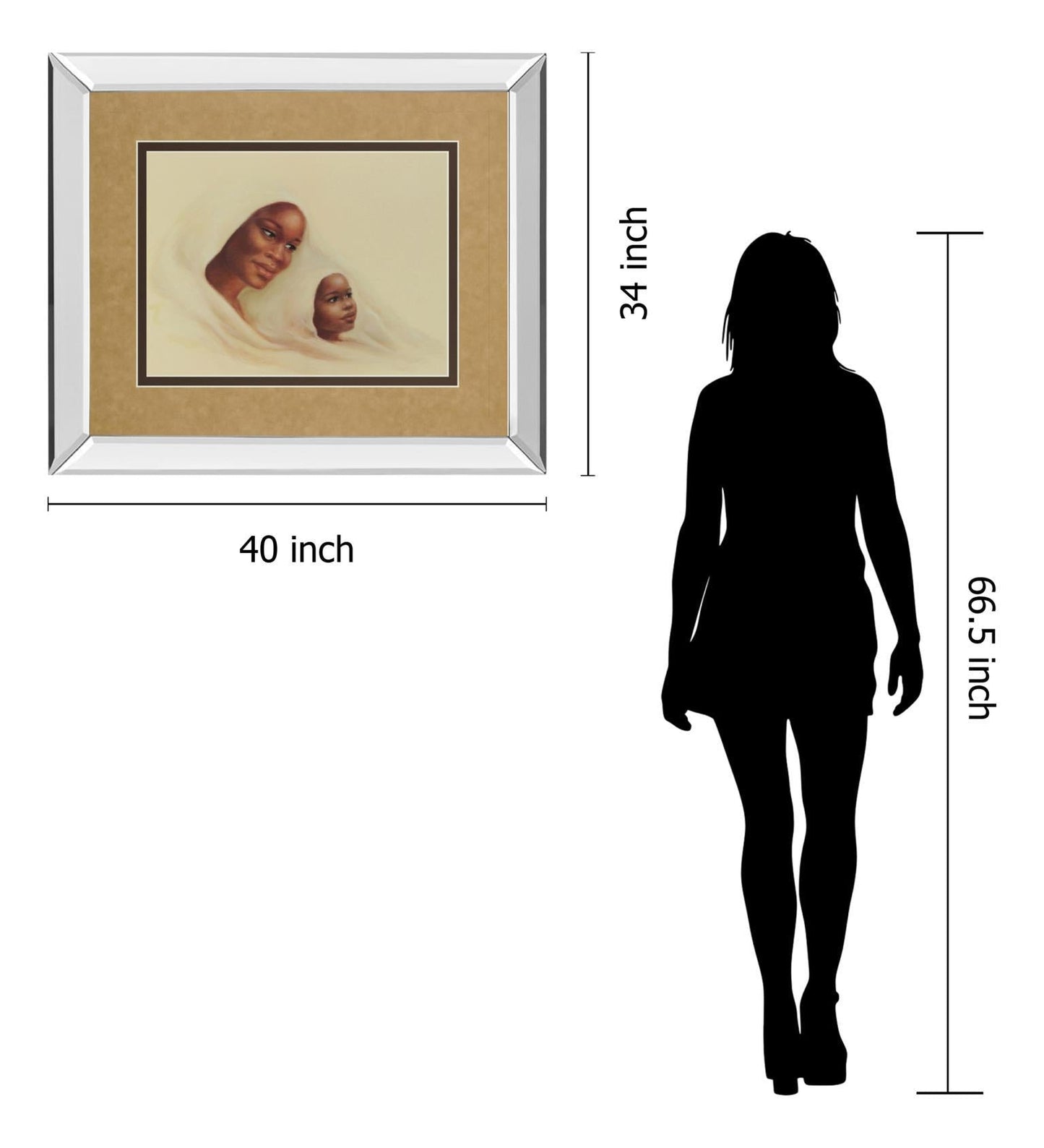 Two Generations - Mirror Framed Print Wall Art - Dark Brown Classy Art