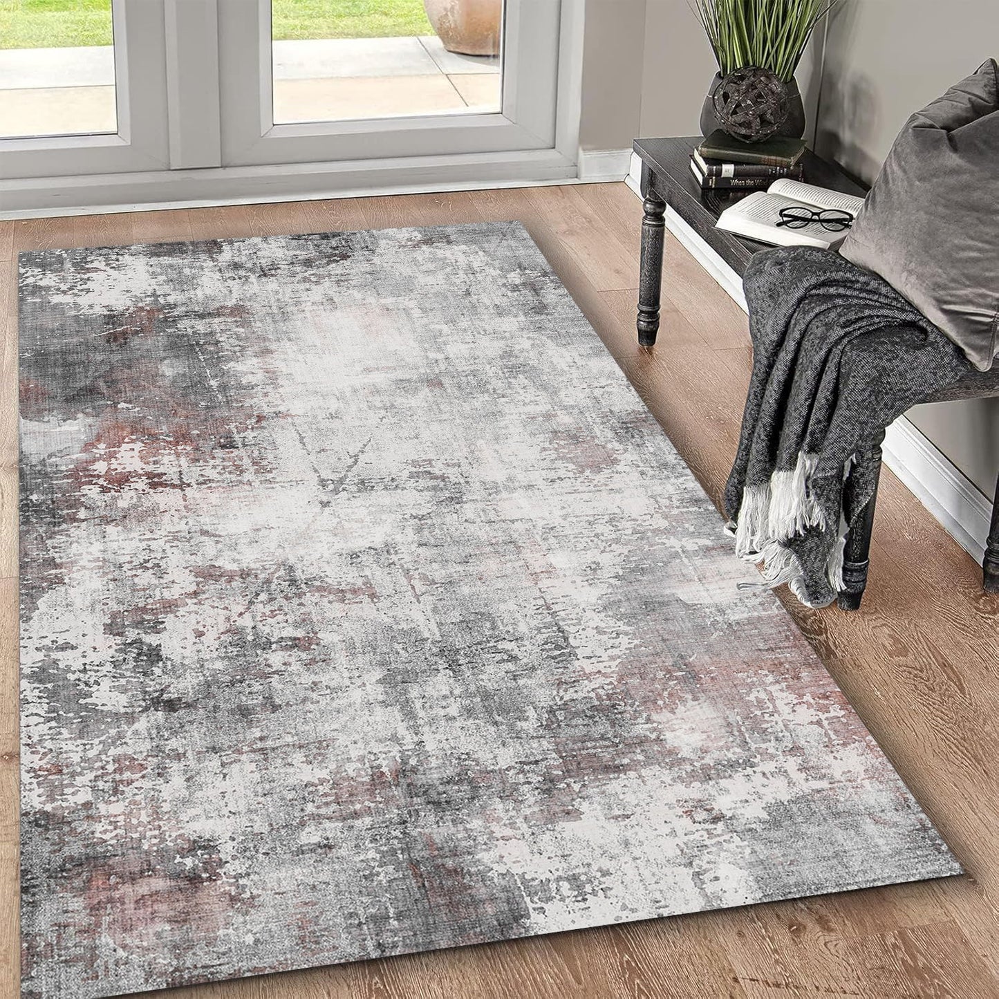 Toucan - Washable Non - Slip Area Rug - Ivory / Dark Gray Icona Home Decor