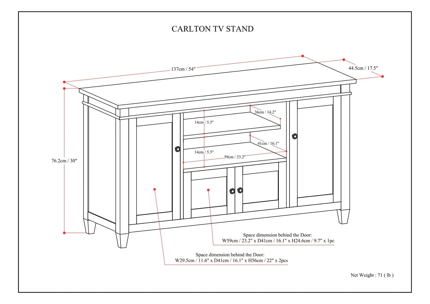 Carlton - TV Media Stand Simpli-Home