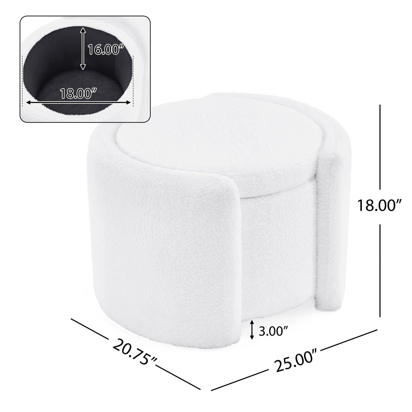 Cozy Boucle Storage Ottoman, Stylish Comfort With Hidden Storage Noble House