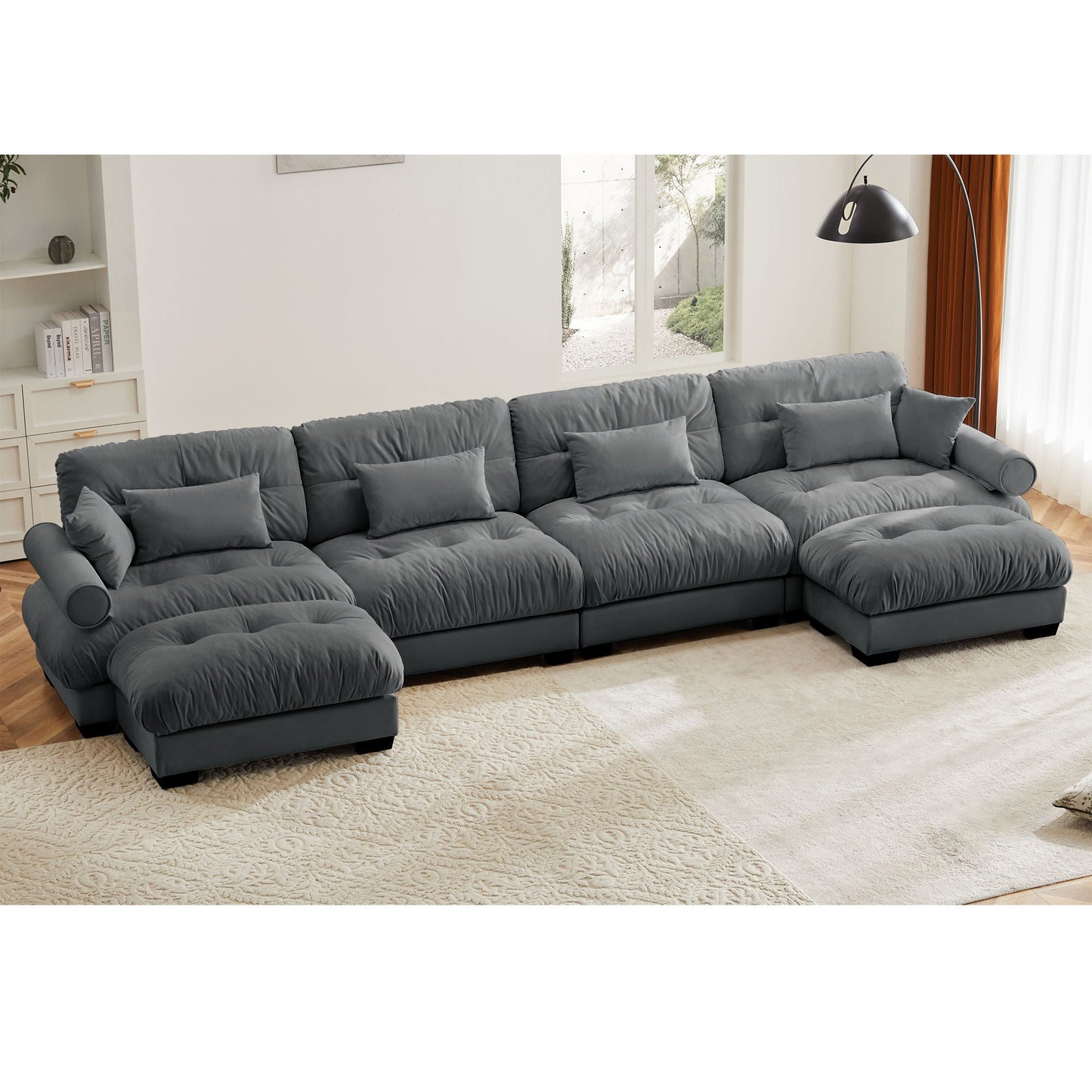 Super Comfort Oversized Modular Sectional Sofa With Movable Ottoman - Snoozhouse