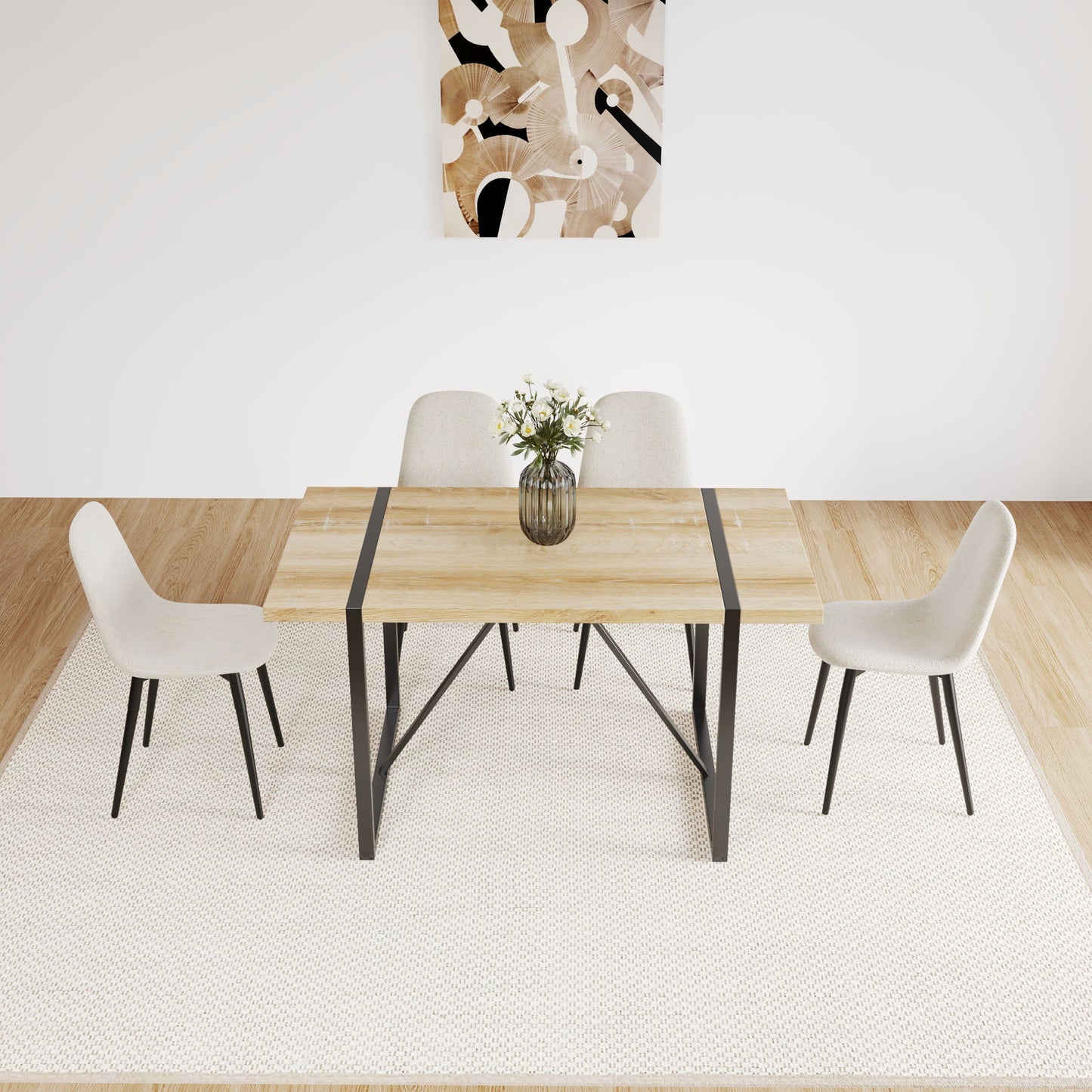 Modern Accent Dining Chairs Upholstered Seat, Metal Legs (Set of 4) Home Essentials