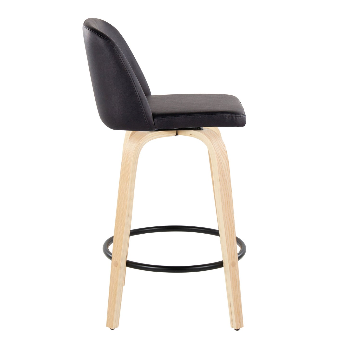 Toriano - Contemporary Modern Fixed Height Counter Stool Swivel With Round Footrest (Set of 2) Lumi Source