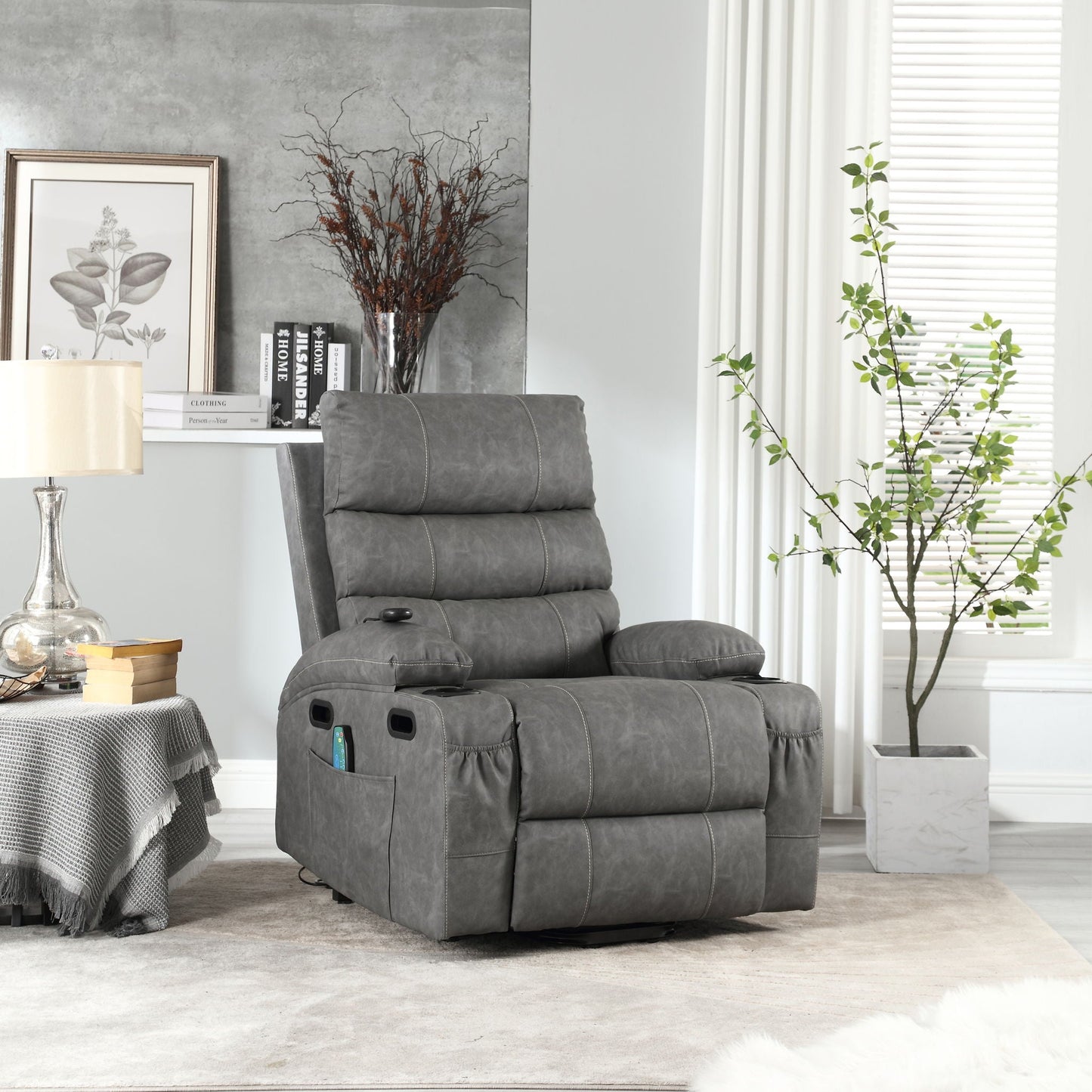 Cozy Electric Power Lift Recliner Chair Sofa For Elderly With Vibration Massage And Lumbar Heat Home Essentials