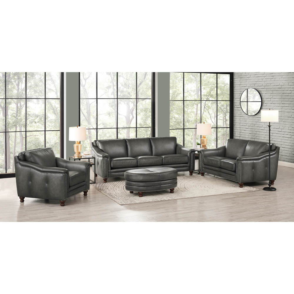 Belfast - Top Grain Leather Oval Ottoman Hydeline Furniture