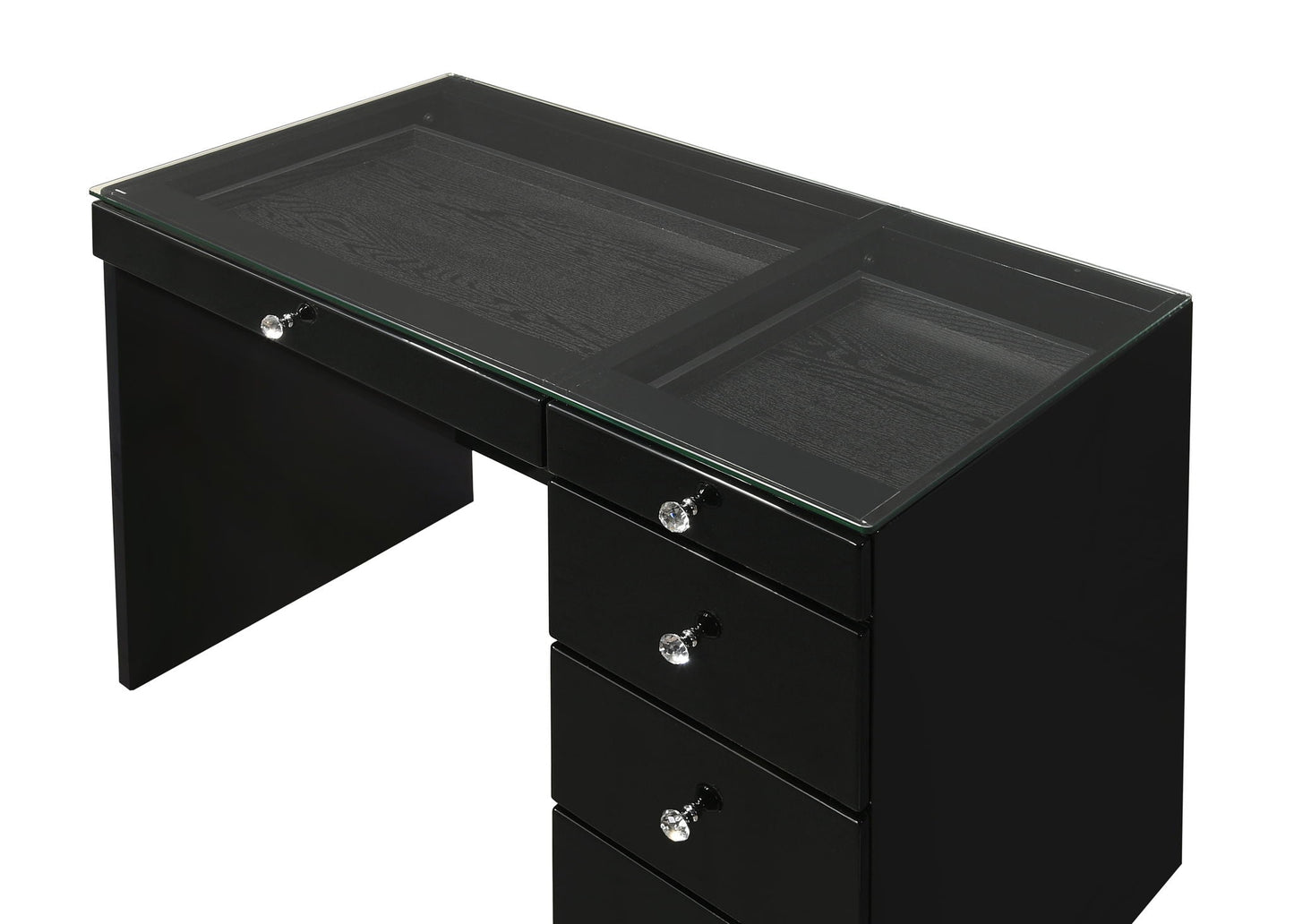 Morgan - Vanity Desk With Glass Top, Led Mirror & Stool Crown Mark