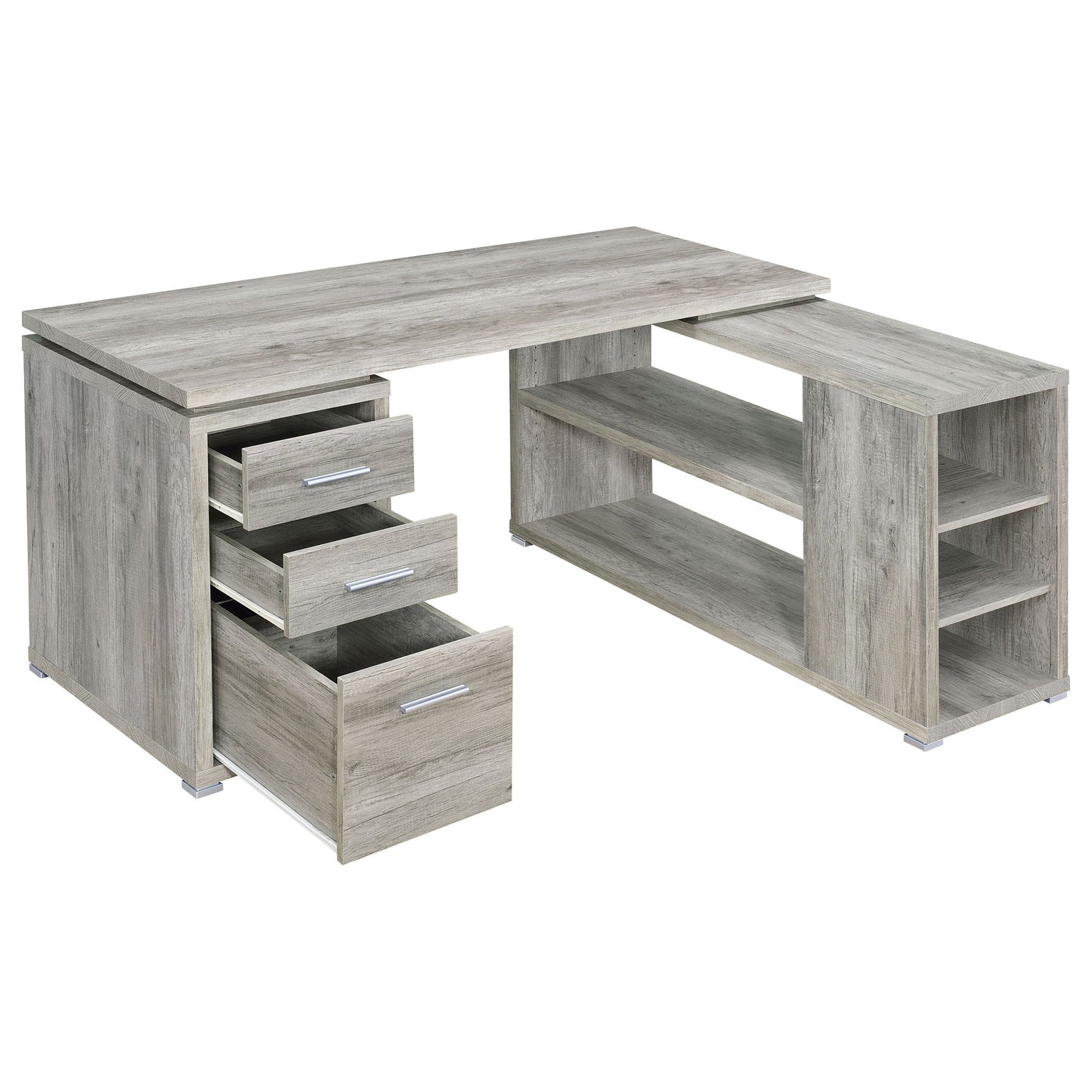 Transitional L Shape Computer Desk With Multiple Storage And Built In File Cabinet Home Essentials